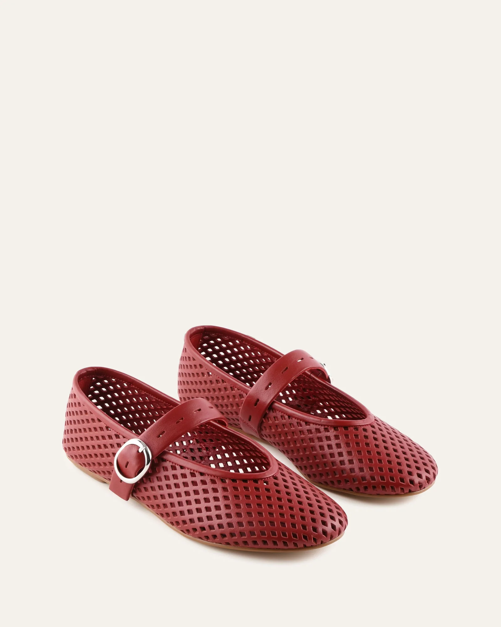 GINGER BALLET FLATS RUBY RED LEATHER - Image 2