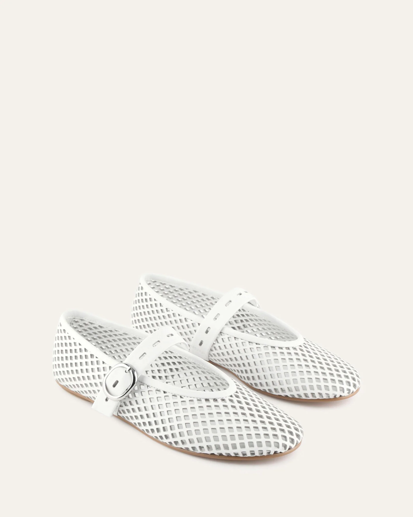 GINGER BALLET FLATS WHITE LEATHER - Image 3