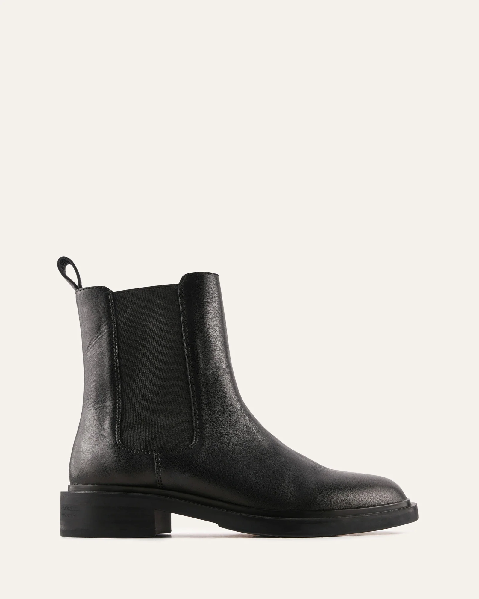 HARPER FLAT ANKLE BOOTS BLACK LEATHER