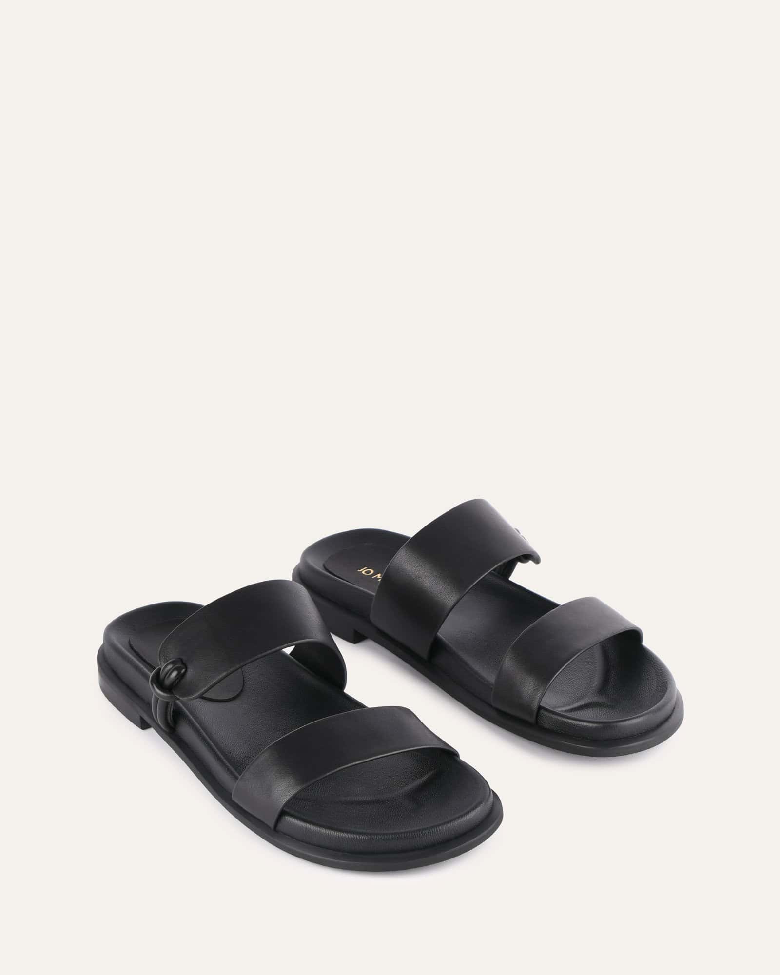 HAYES FLAT SANDALS BLACK LEATHER - Image 3