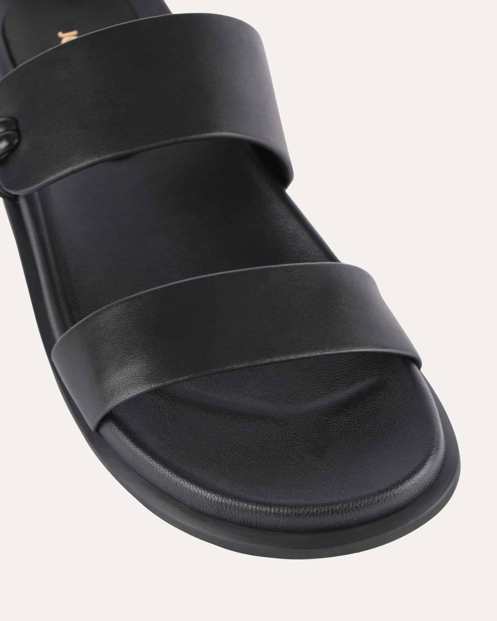 HAYES FLAT SANDALS BLACK LEATHER - Image 4