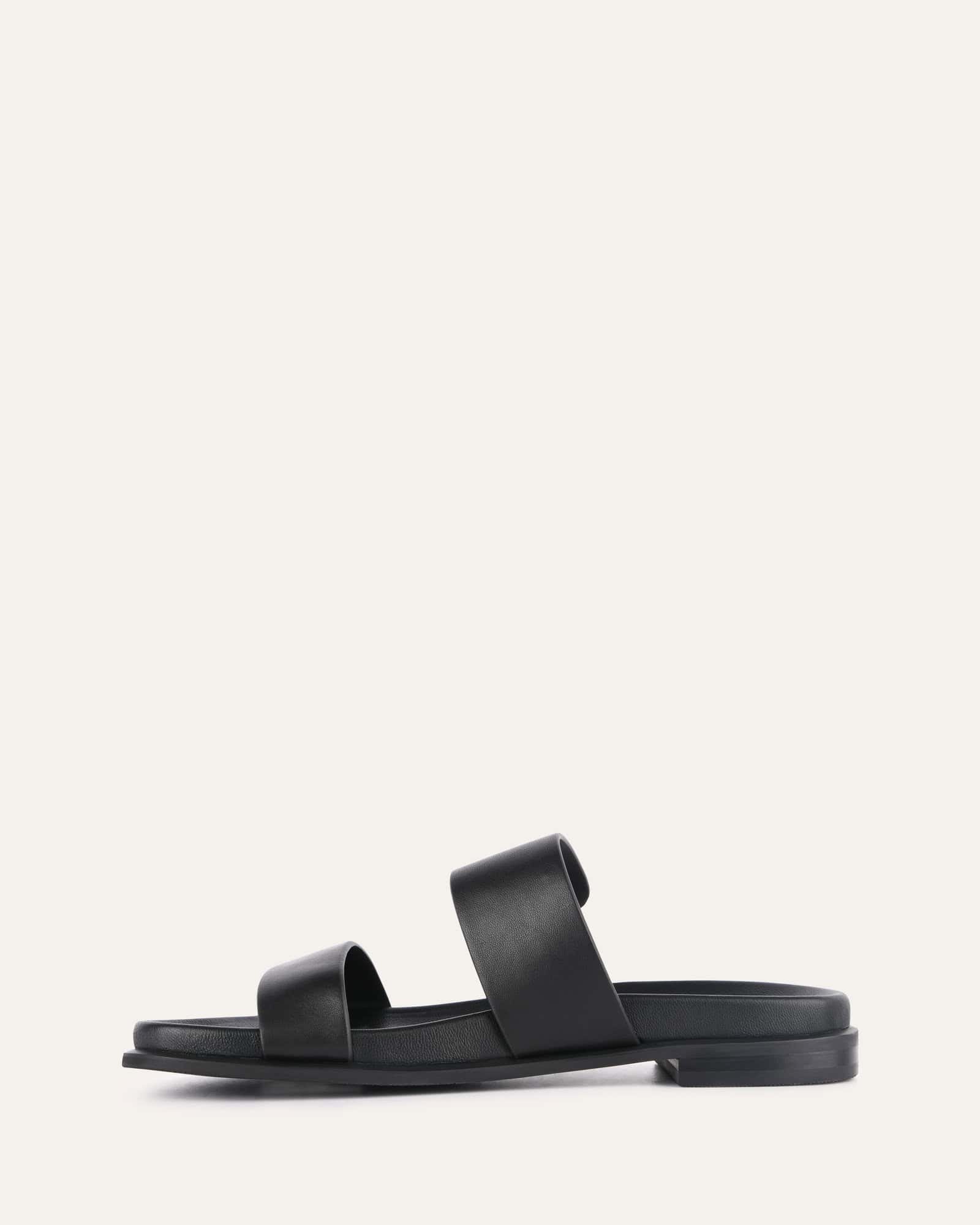 HAYES FLAT SANDALS BLACK LEATHER - Image 6