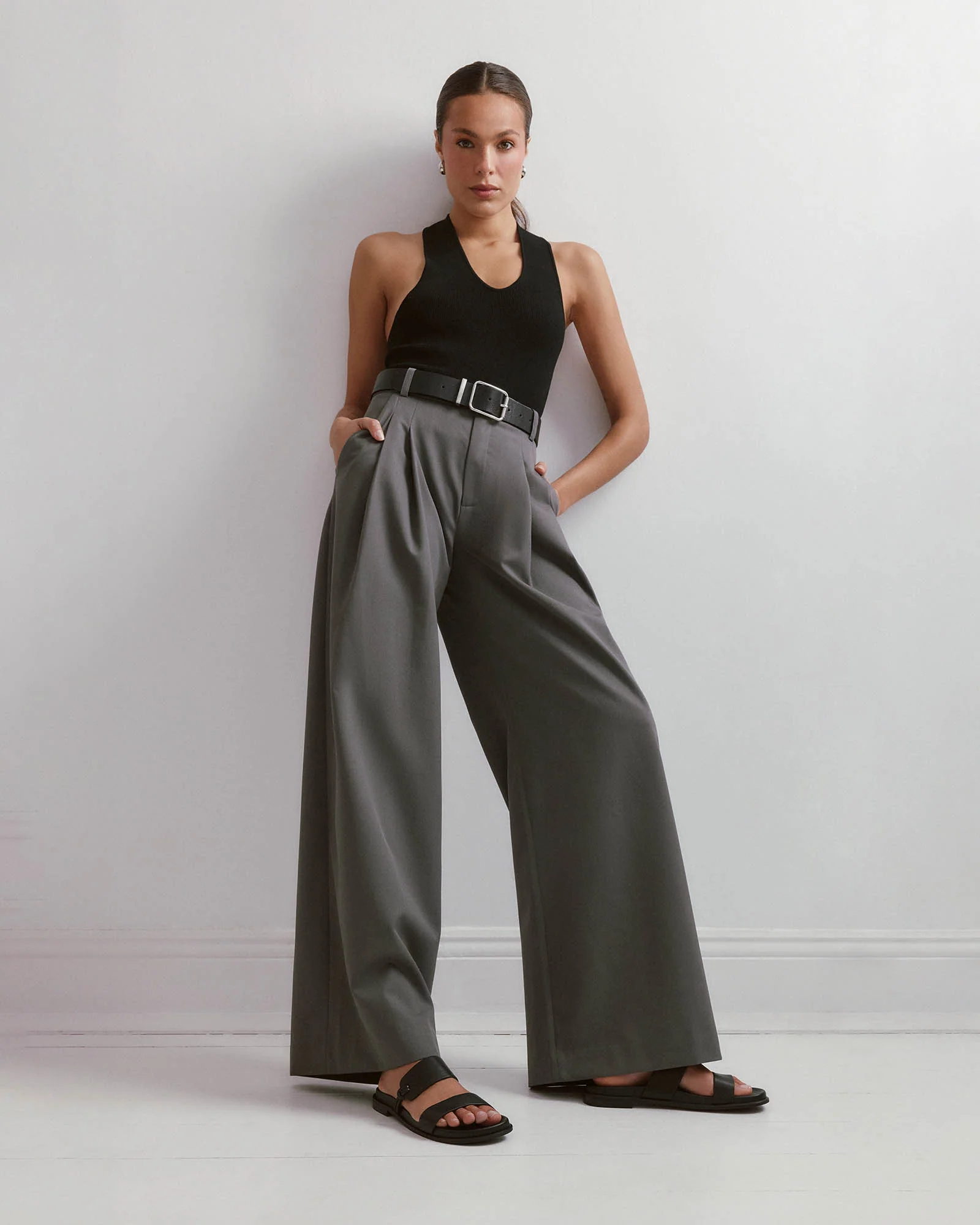HAYES FLAT SANDALS BLACK LEATHER - Image 7