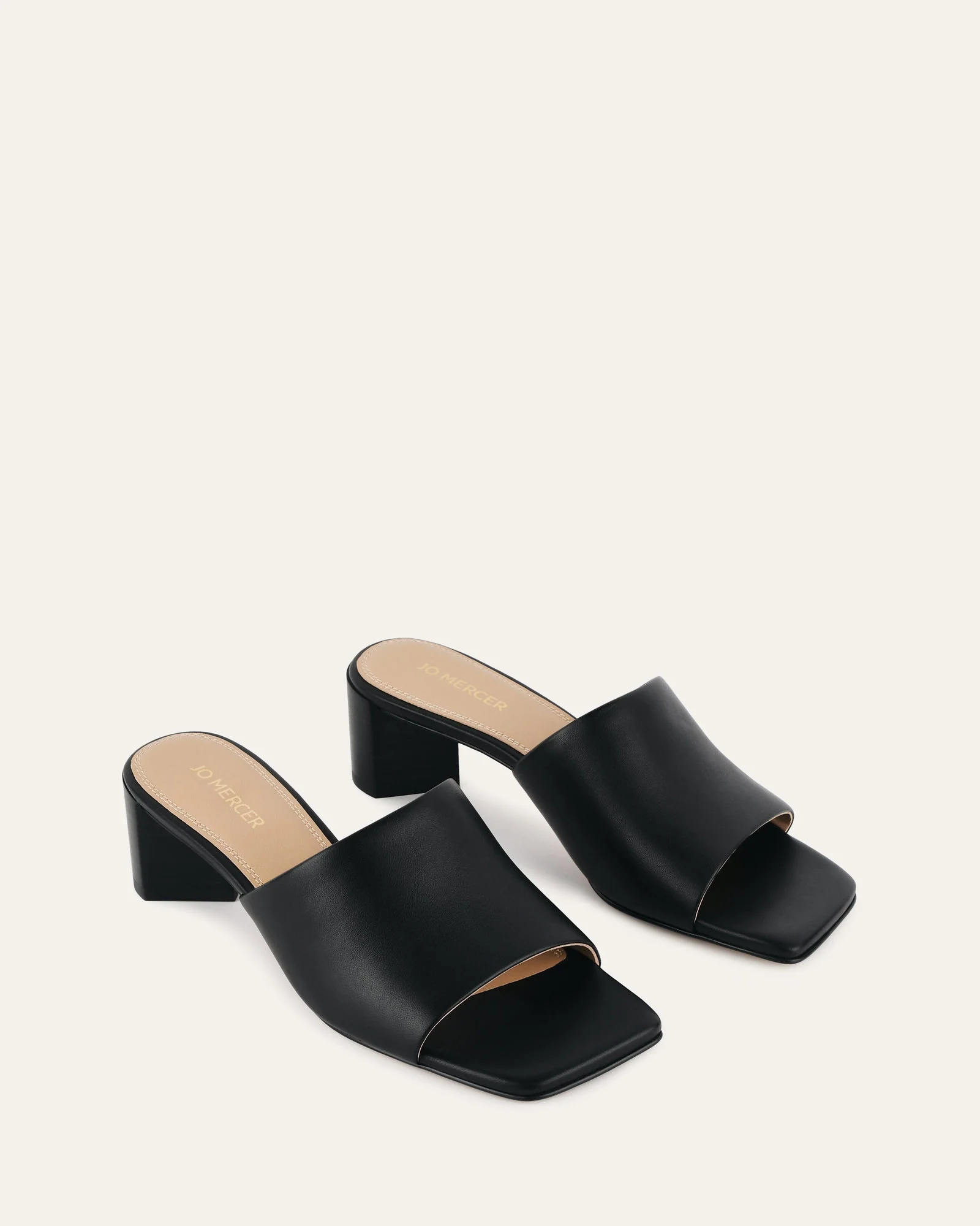 HERBIE MID HEEL SANDALS BLACK LEATHER - Image 3