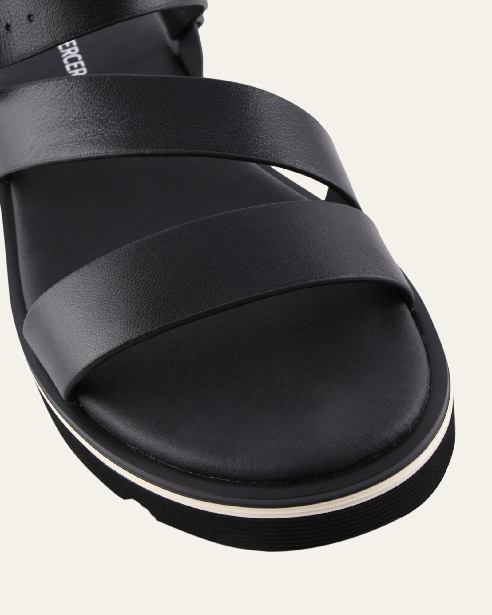 IONA FLAT SANDALS BLACK LEATHER - Image 4