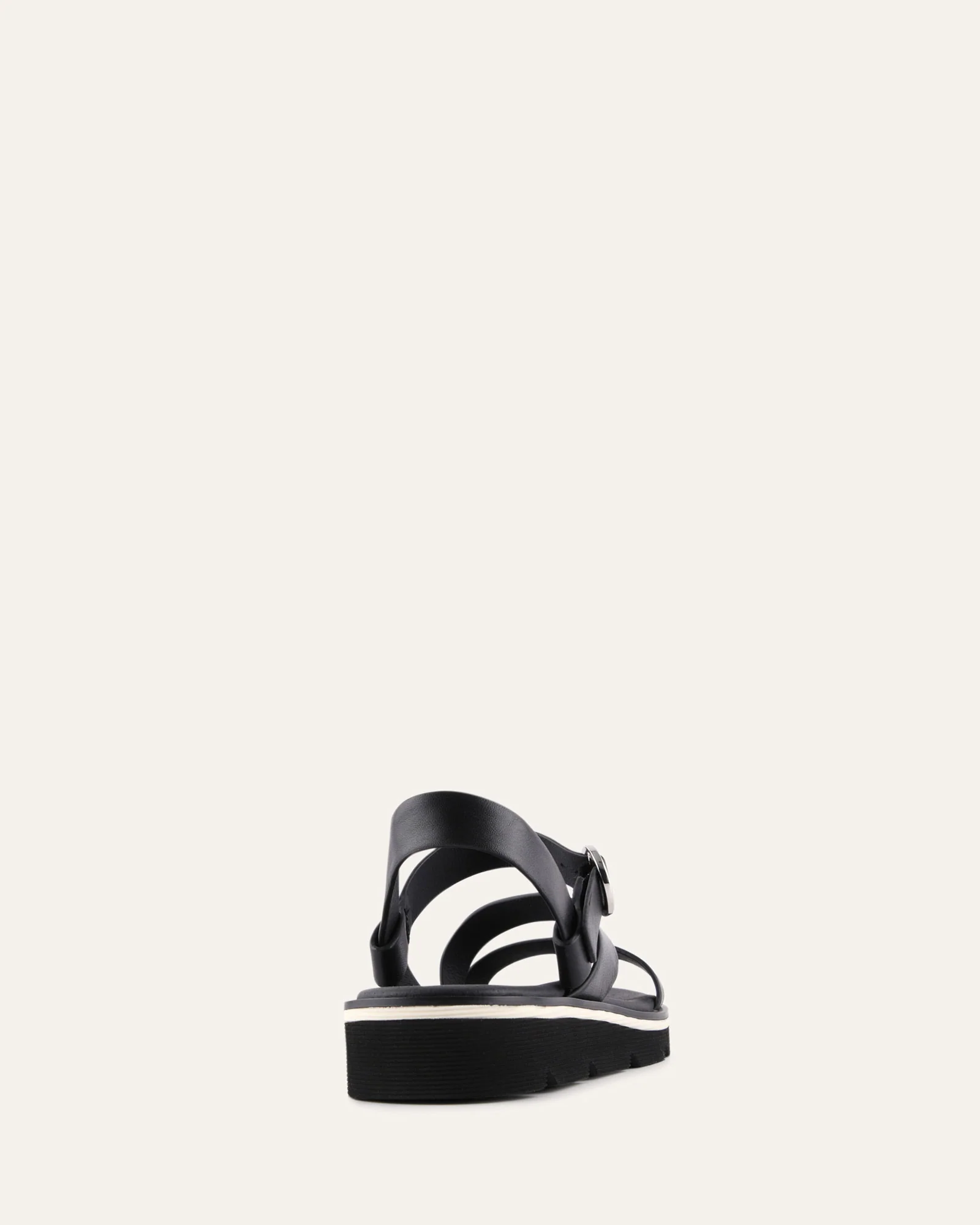 IONA FLAT SANDALS BLACK LEATHER - Image 5