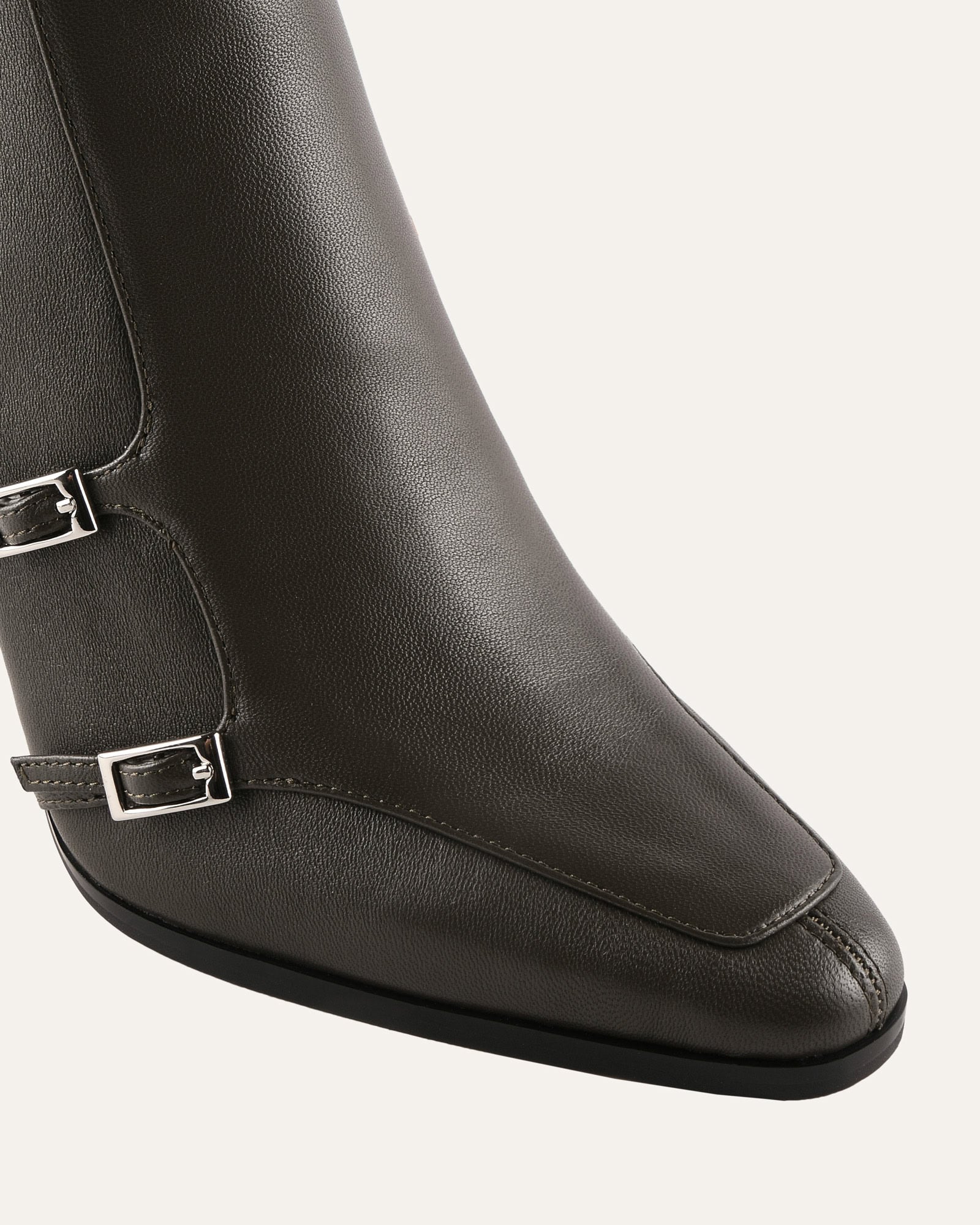 JAIMEE HIGH ANKLE BOOTS DARK OLIVE LEATHER - Image 3