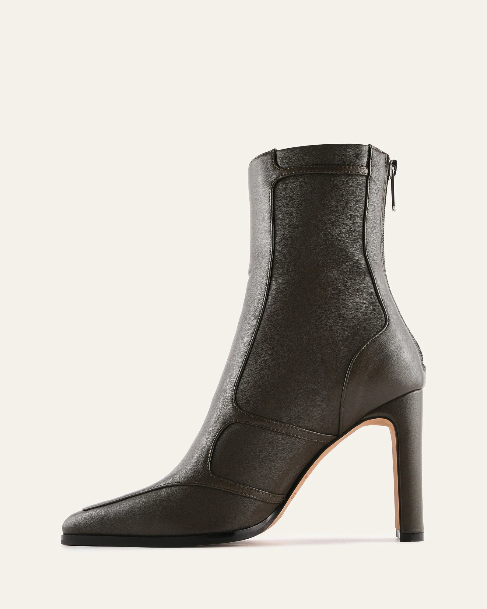 JAIMEE HIGH ANKLE BOOTS DARK OLIVE LEATHER - Image 5