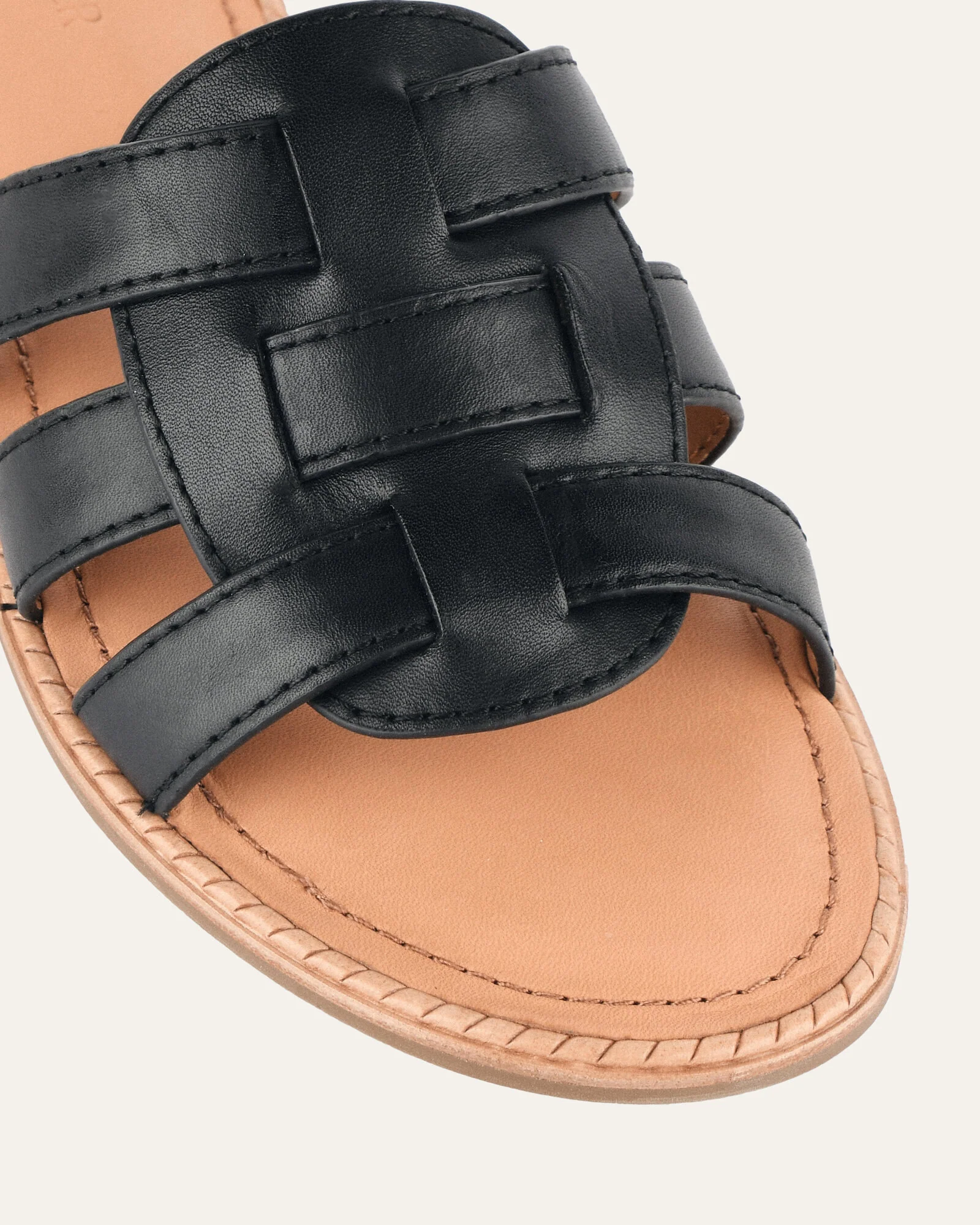 JASPER FLAT SANDALS BLACK LEATHER - Image 4