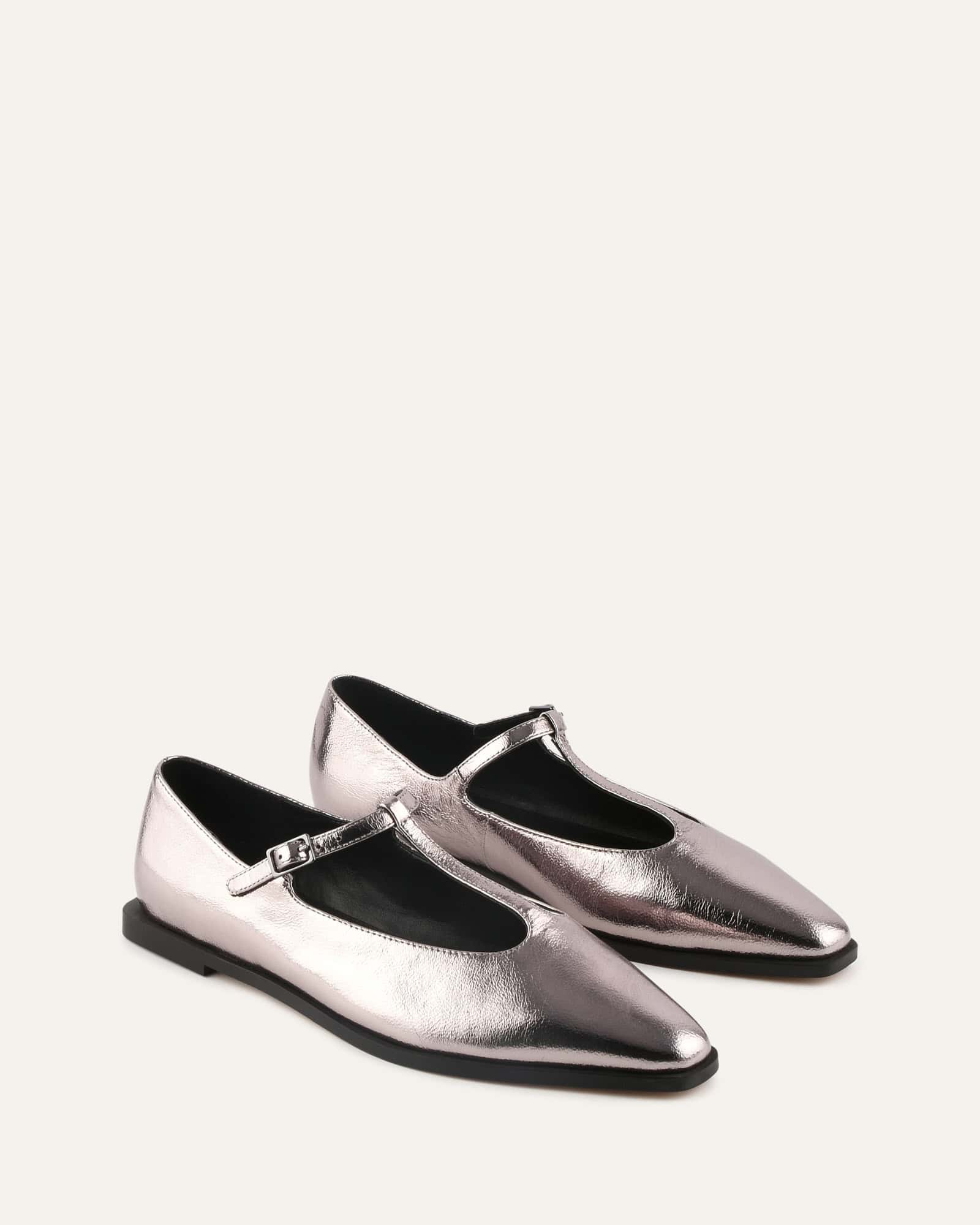 JENSON DRESS FLATS GUNMETAL LEATHER - Image 3
