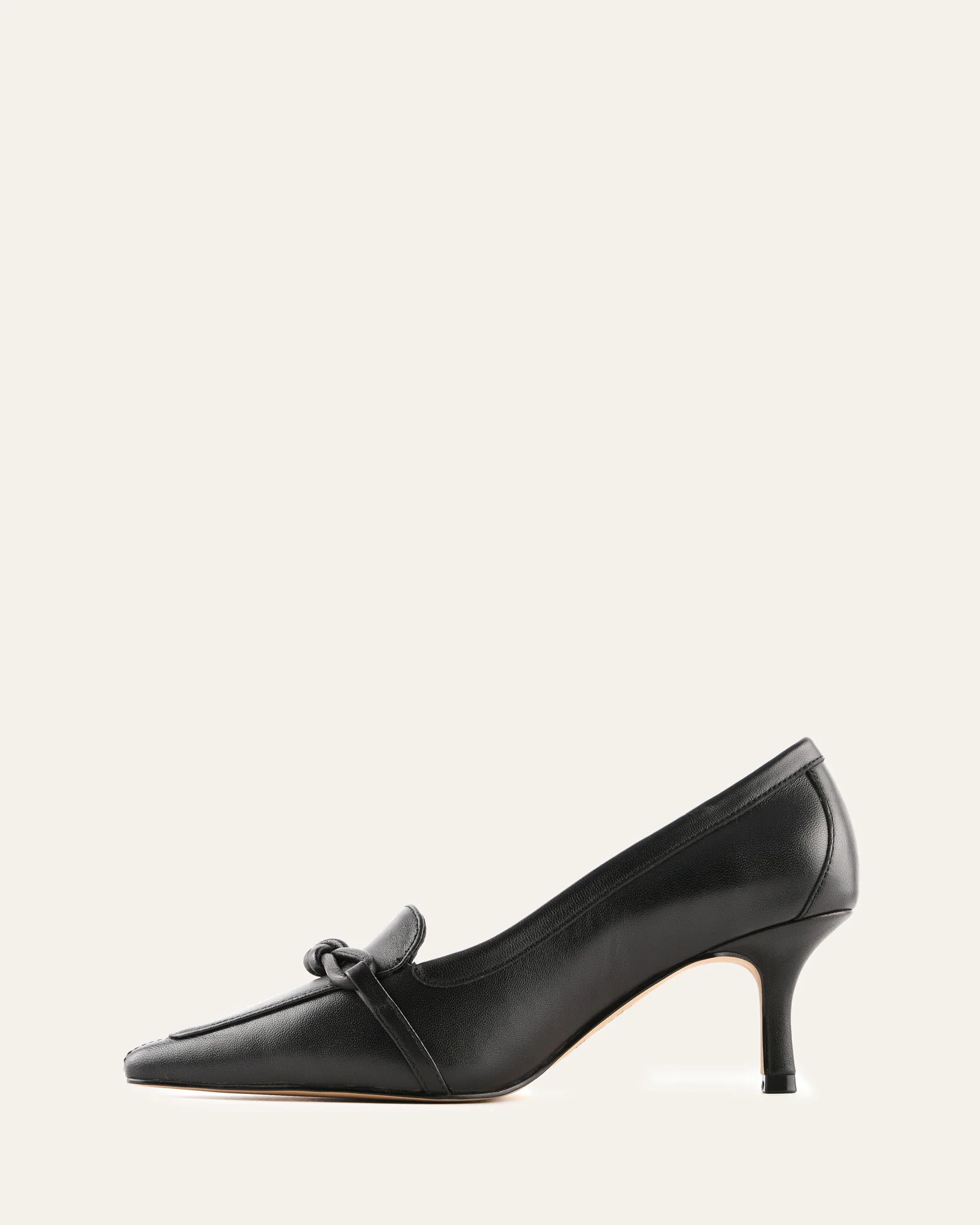 JOANIE MID HEELS BLACK LEATHER - Image 5