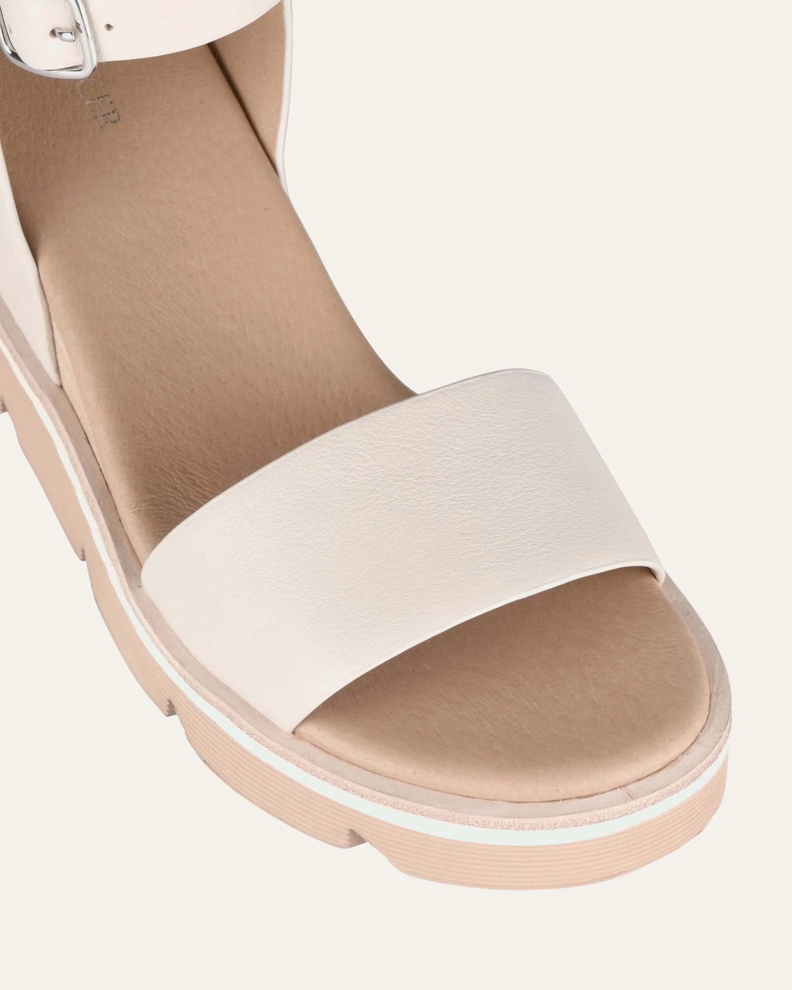 KATIE MID HEEL WEDGE SANDALS BONE LEATHER - Image 3