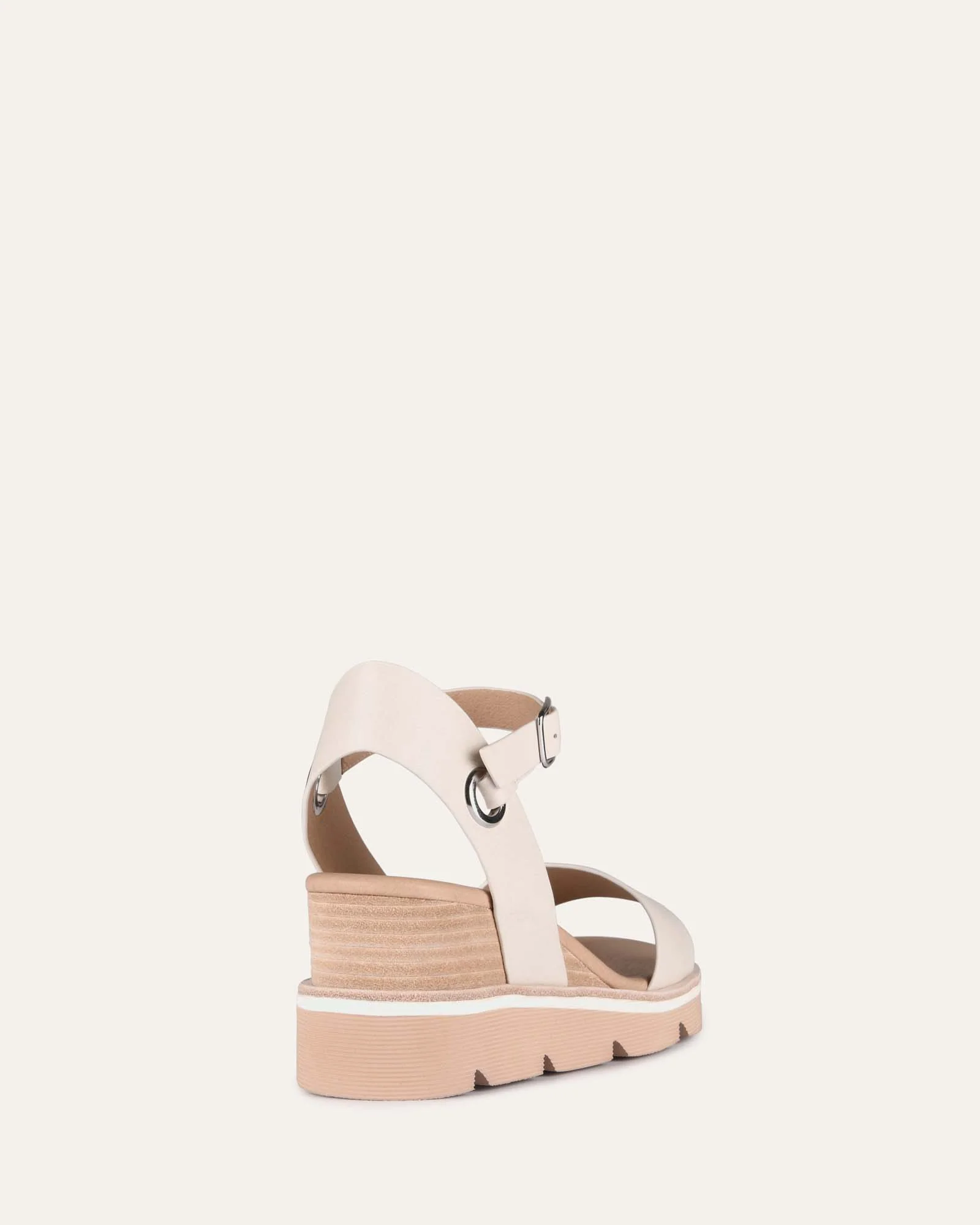 KATIE MID HEEL WEDGE SANDALS BONE LEATHER - Image 4