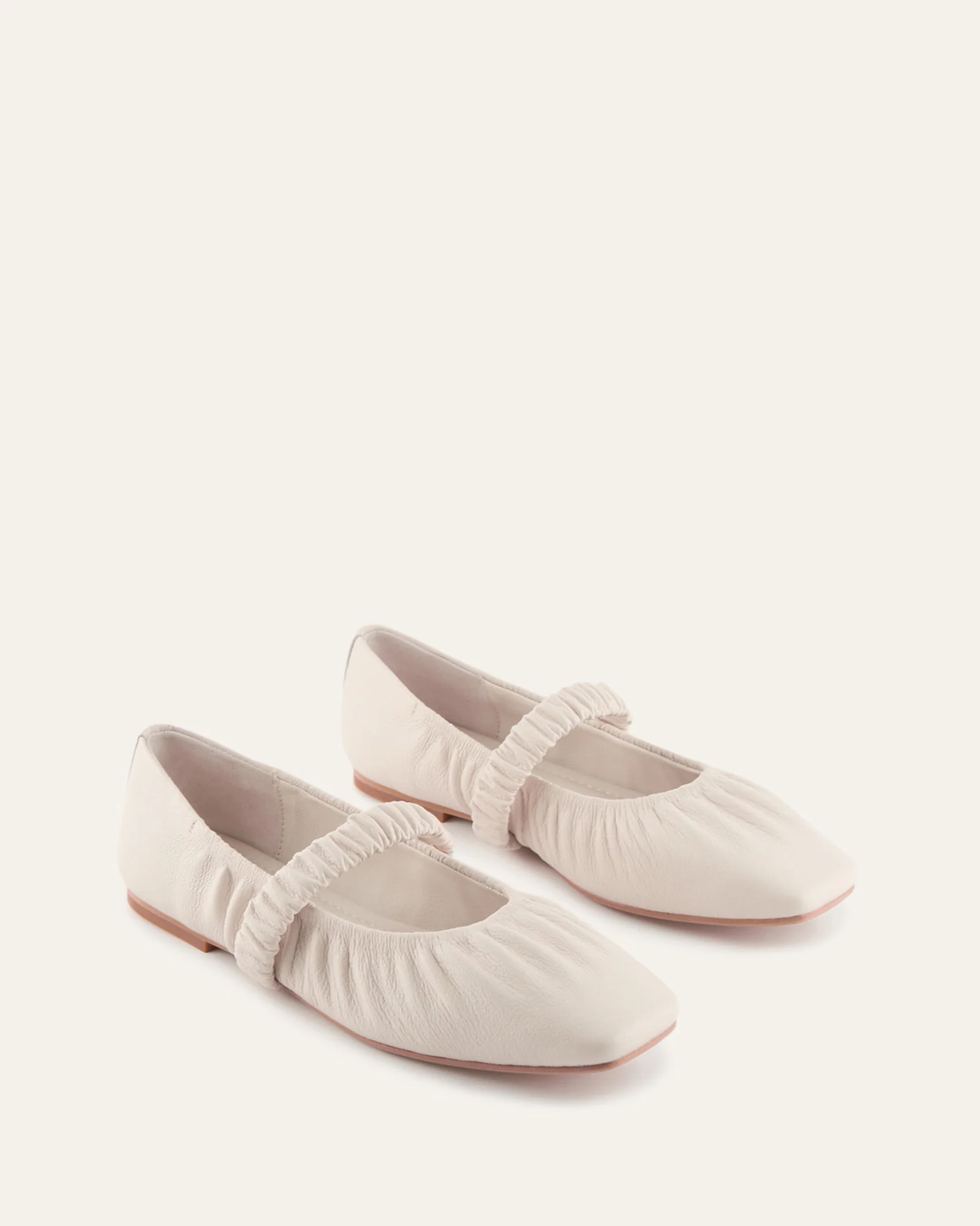 KEELY BALLET FLATS OFF WHITE LEATHER - Image 3