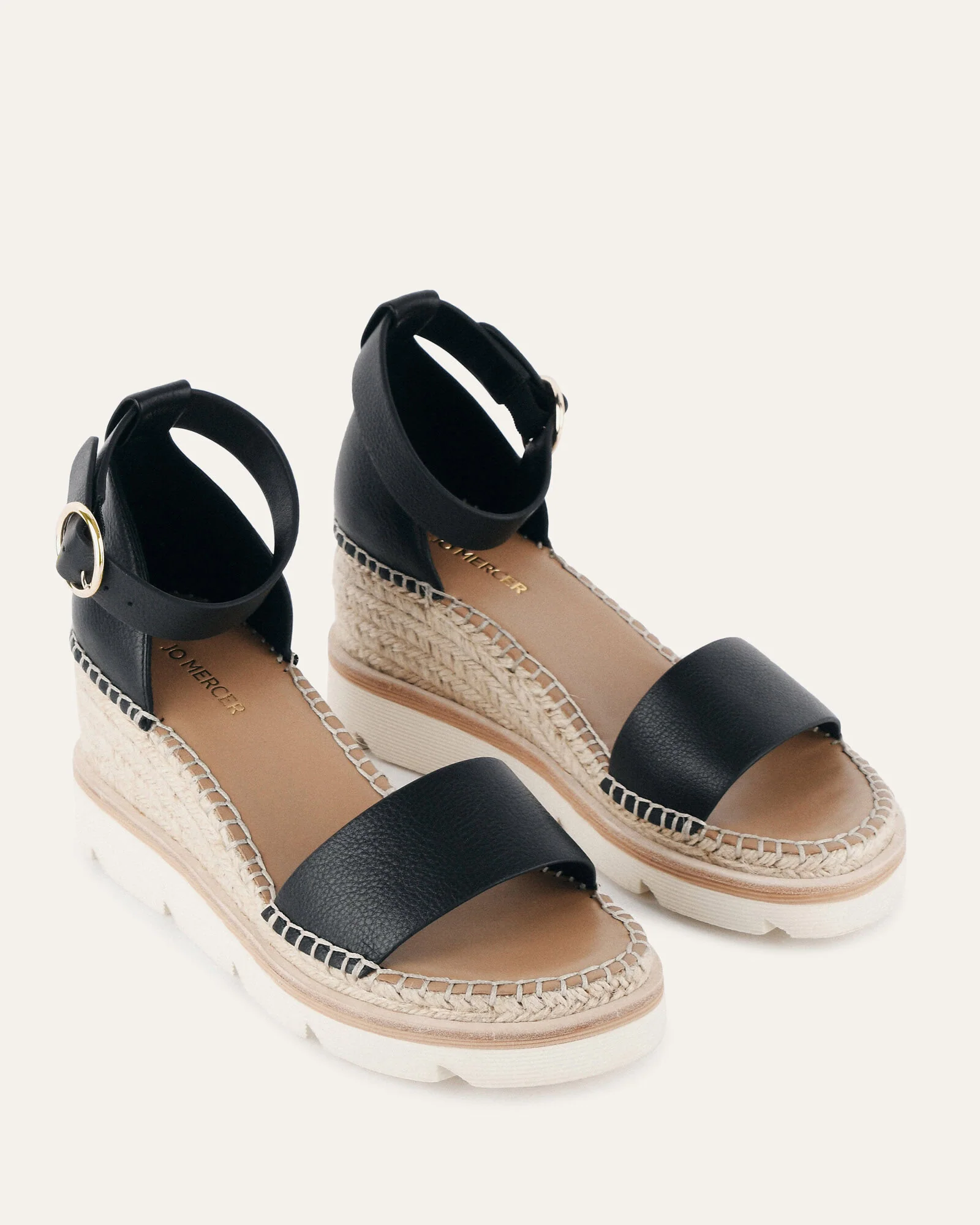 KELLY MID HEEL WEDGES BLACK WHITE - Image 3