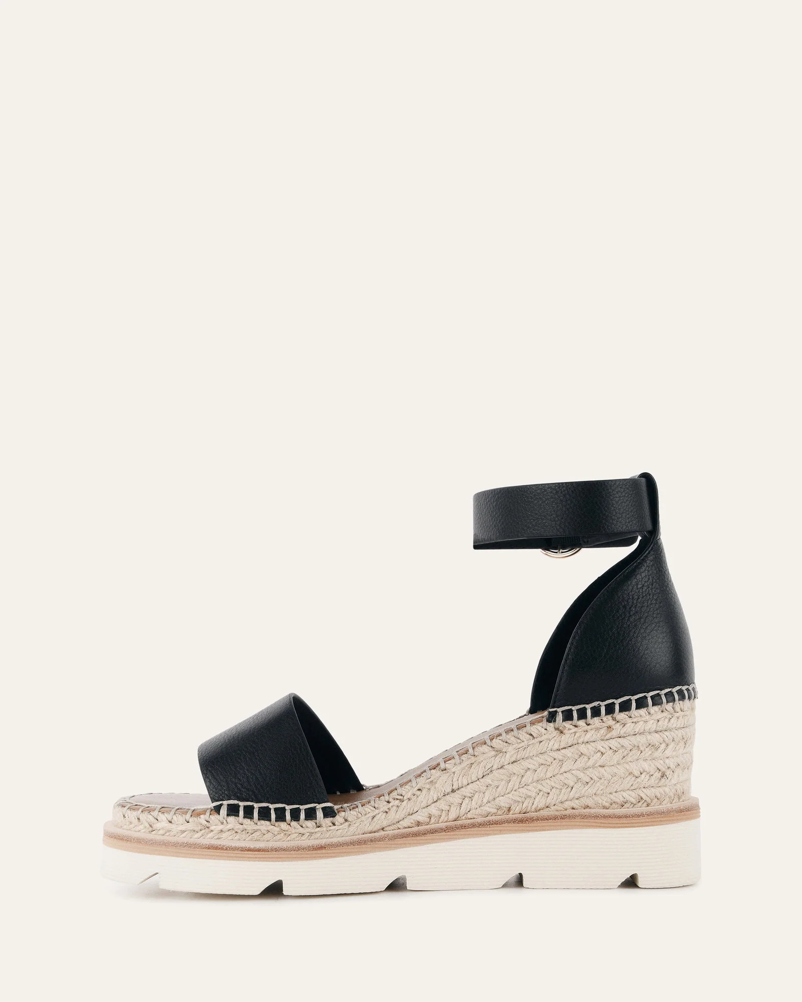 KELLY MID HEEL WEDGES BLACK WHITE - Image 6