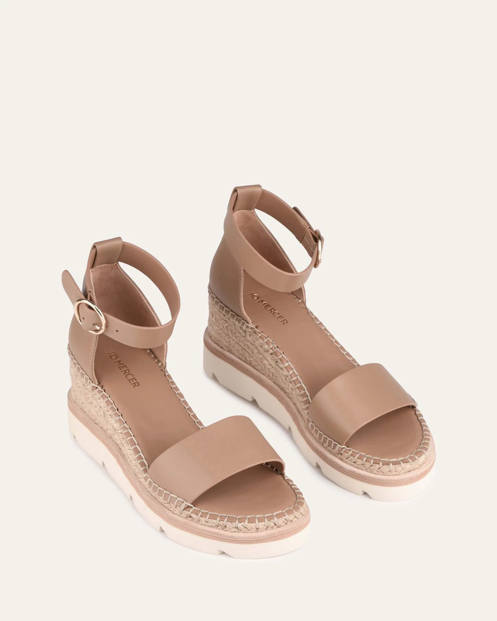 KELLY MID HEEL WEDGES TAN LEATHER - Image 3