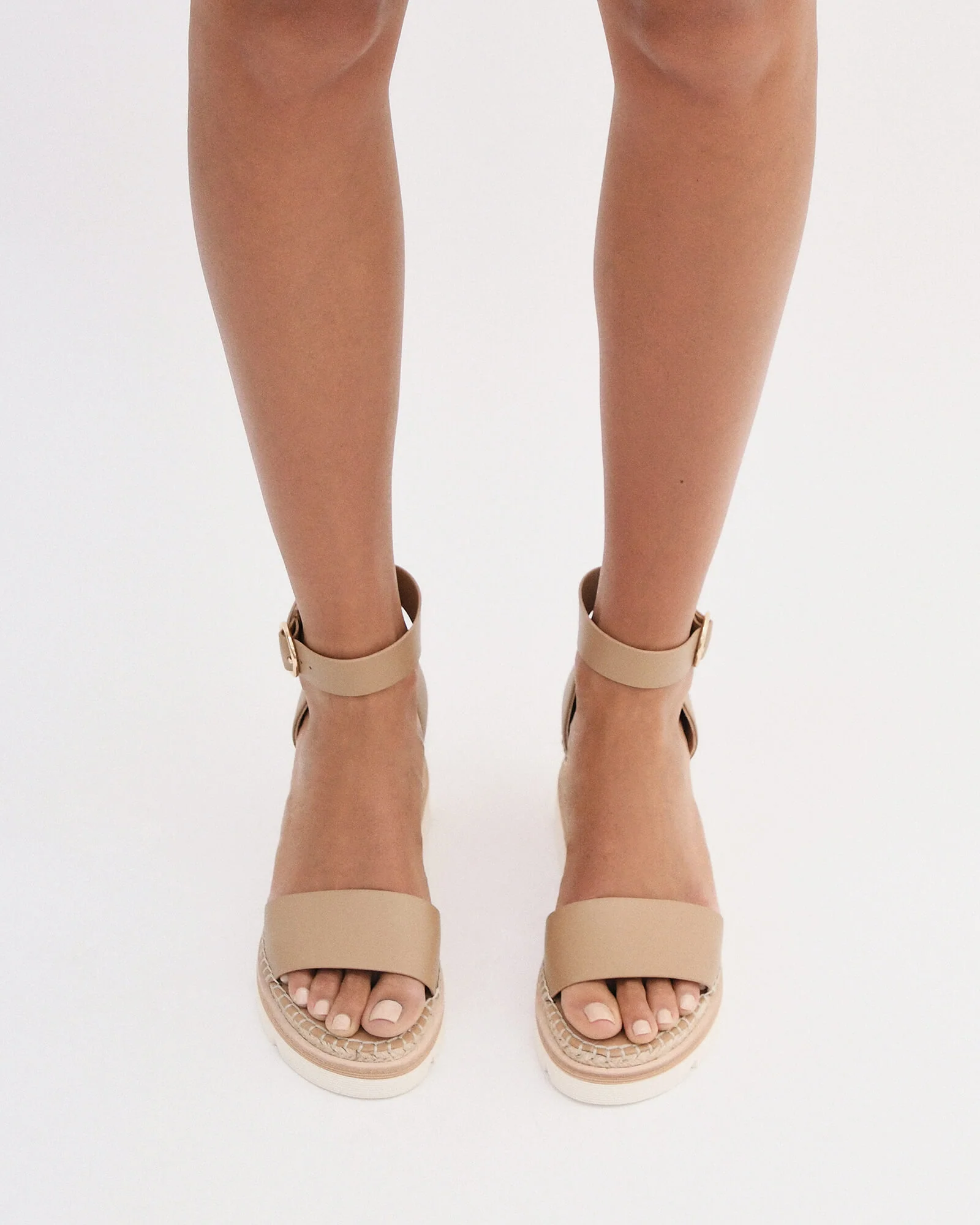 KELLY MID HEEL WEDGES TAN LEATHER - Image 7