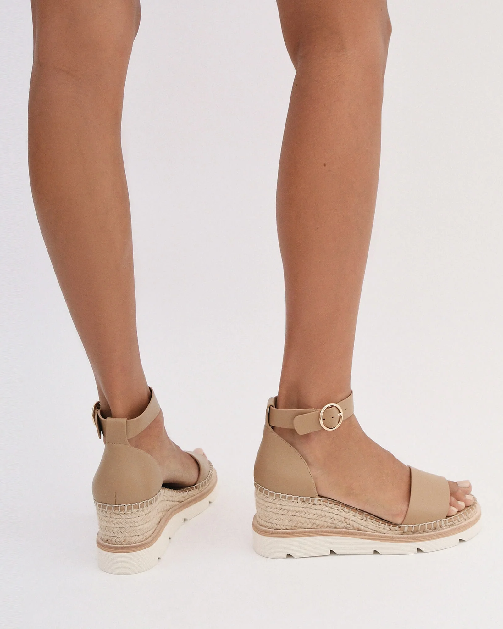KELLY MID HEEL WEDGES TAN LEATHER - Image 8