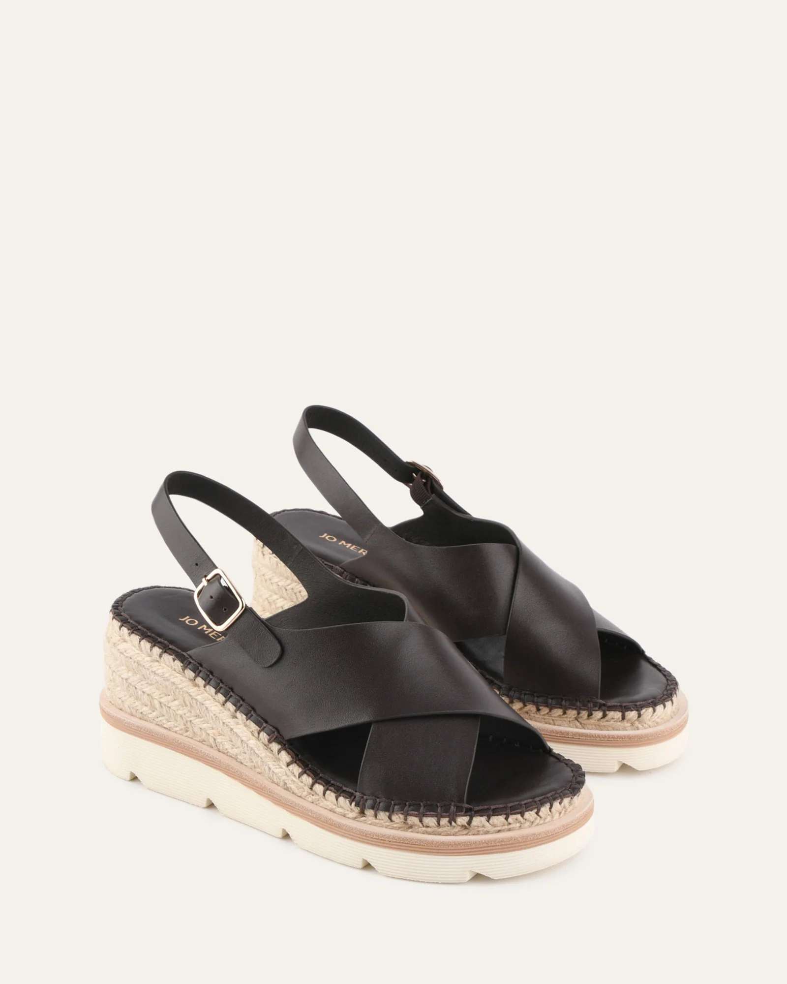 KIMBERLEY MID WEDGE SANDALS BITTER CHOC LEATHER - Image 3