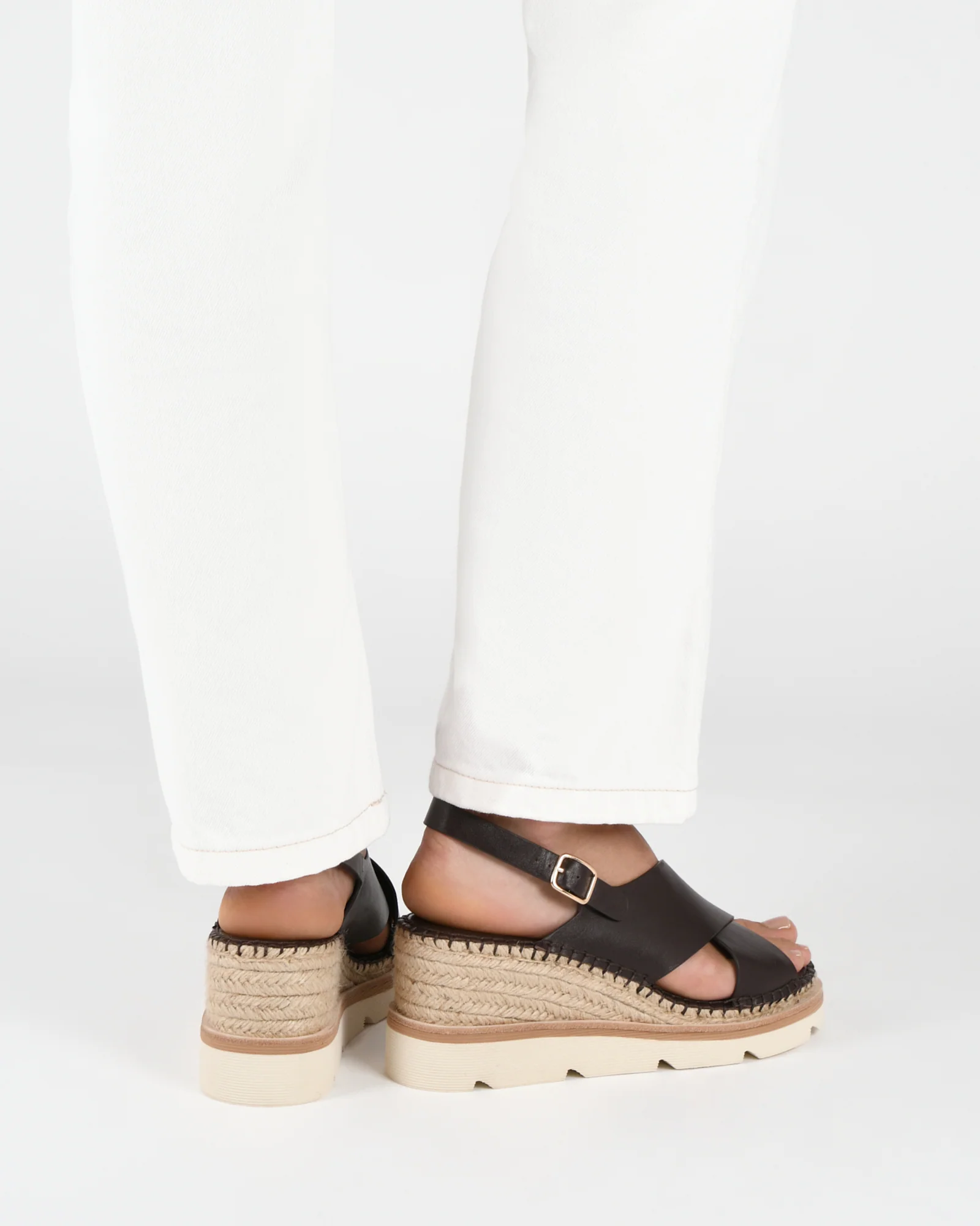 KIMBERLEY MID WEDGE SANDALS BITTER CHOC LEATHER - Image 8