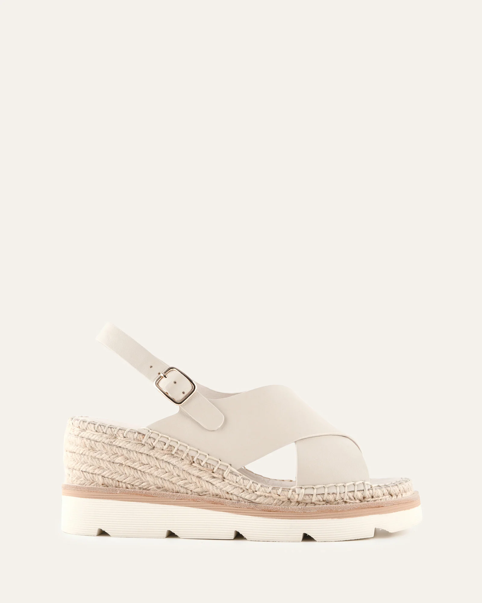 KIMBERLEY MID WEDGE SANDALS BONE LEATHER