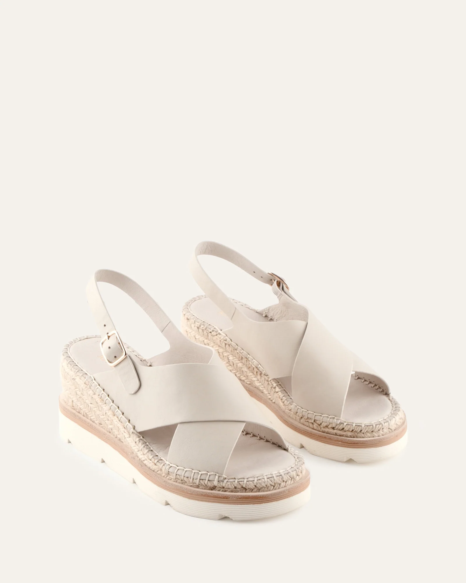 KIMBERLEY MID WEDGE SANDALS BONE LEATHER - Image 3