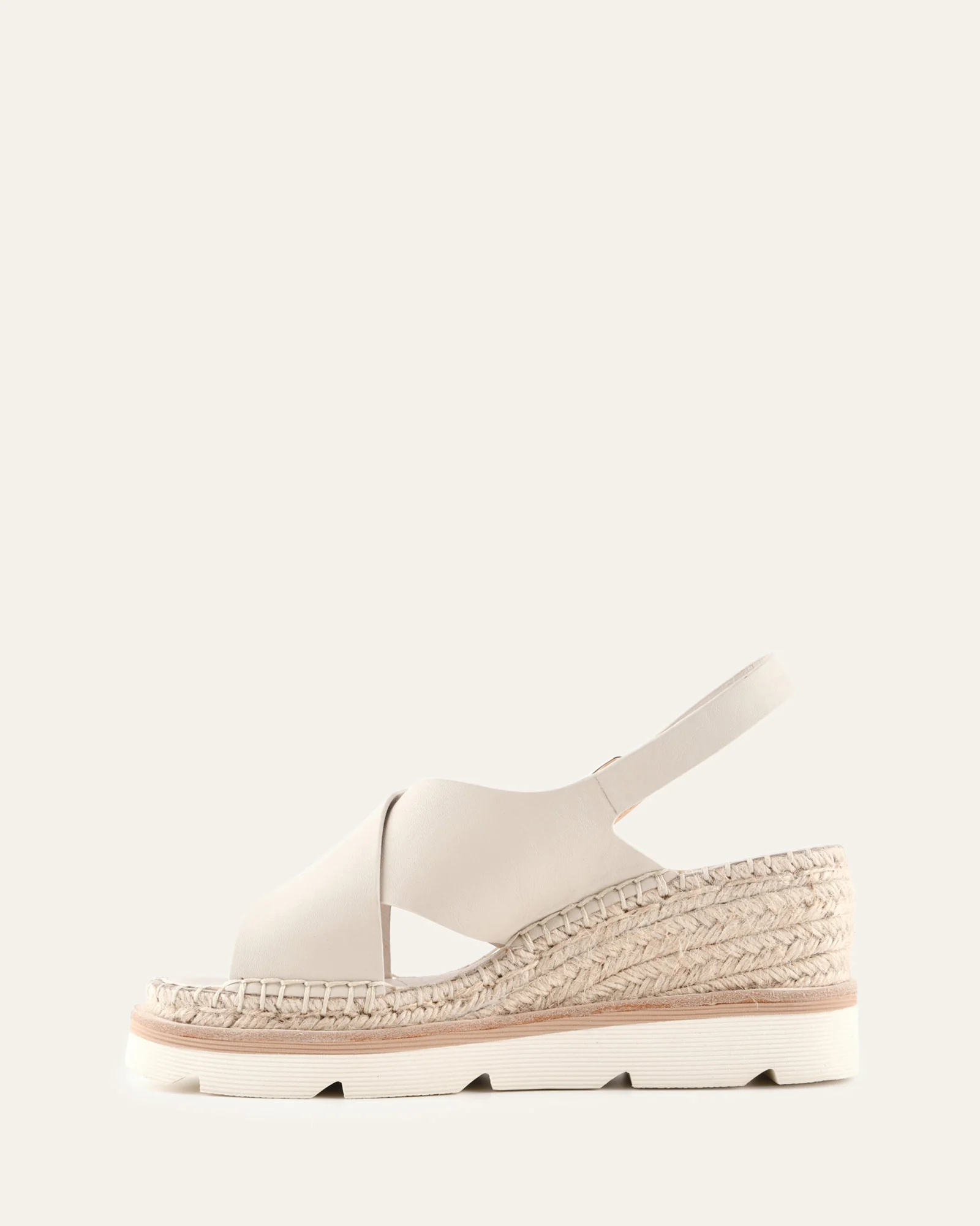 KIMBERLEY MID WEDGE SANDALS BONE LEATHER - Image 6