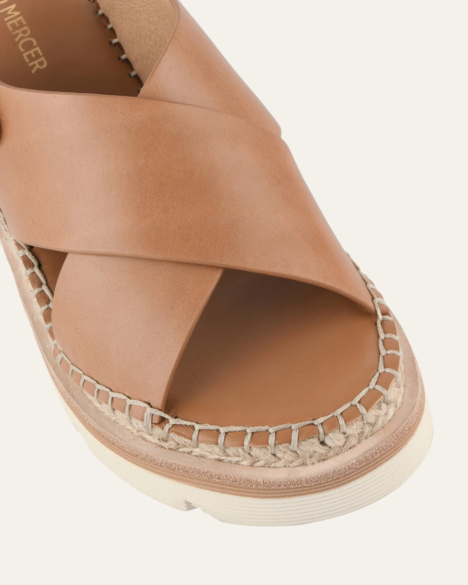 KIMBERLEY MID WEDGE SANDALS TAN LEATHER - Image 4