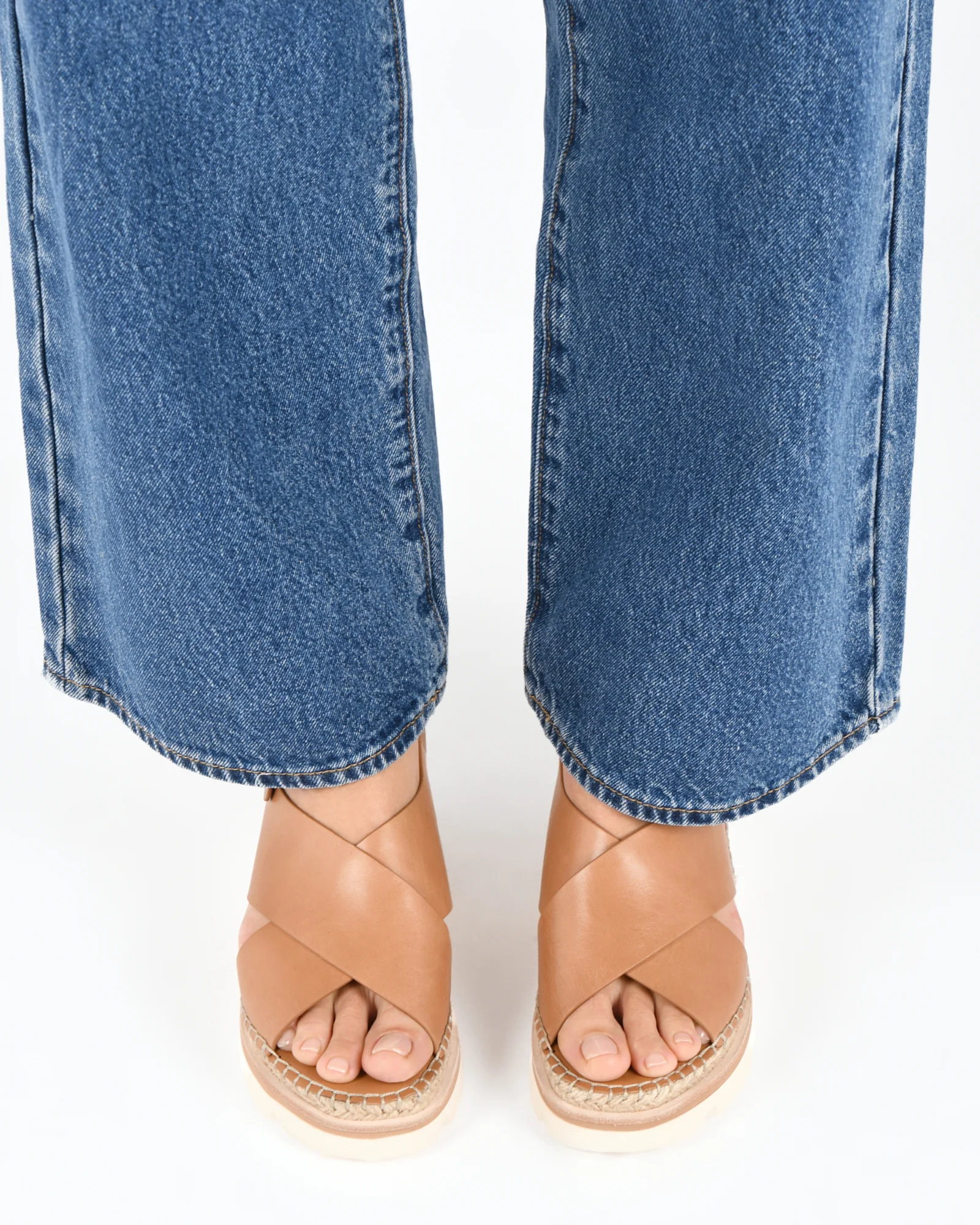 KIMBERLEY MID WEDGE SANDALS TAN LEATHER - Image 7