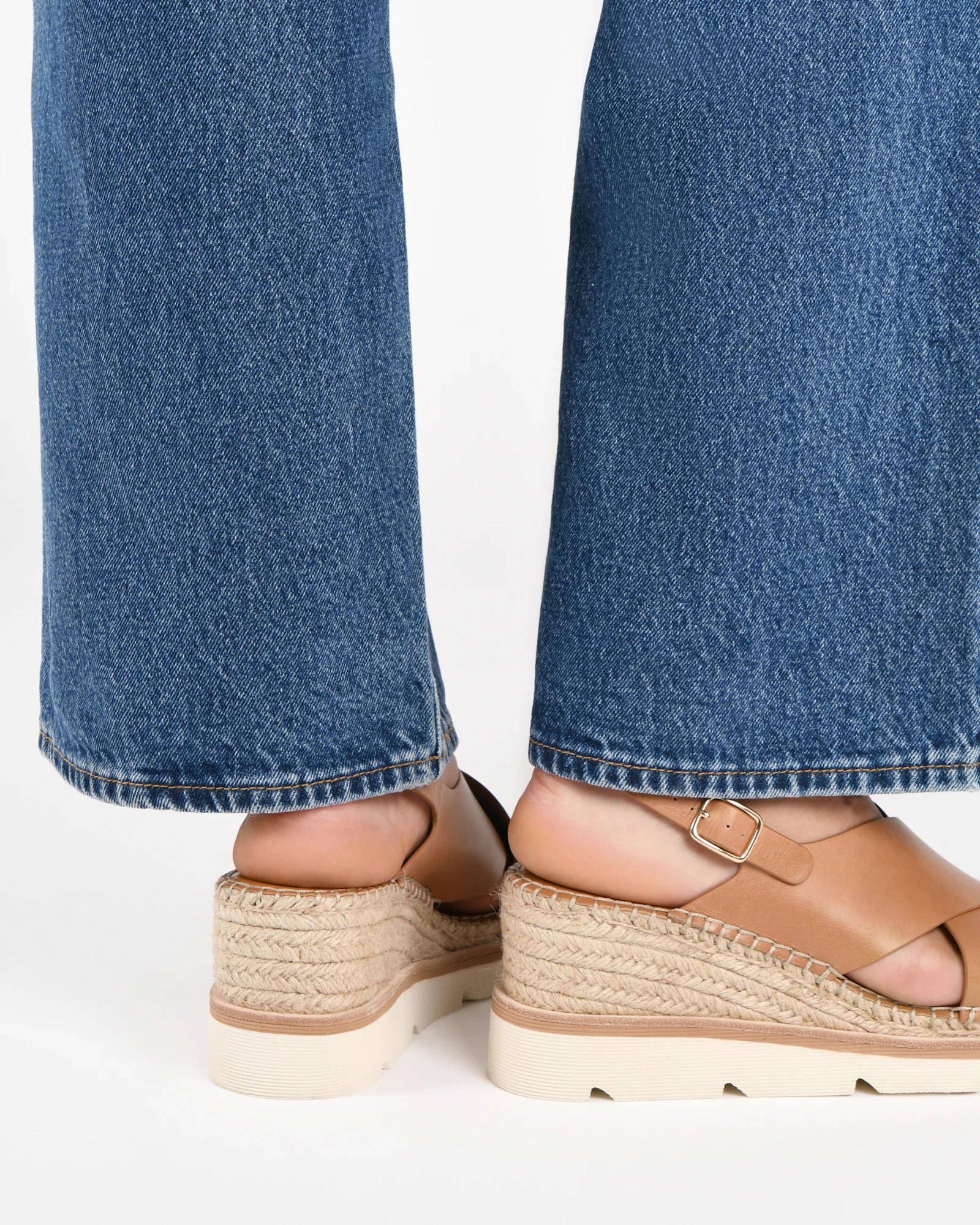 KIMBERLEY MID WEDGE SANDALS TAN LEATHER - Image 8