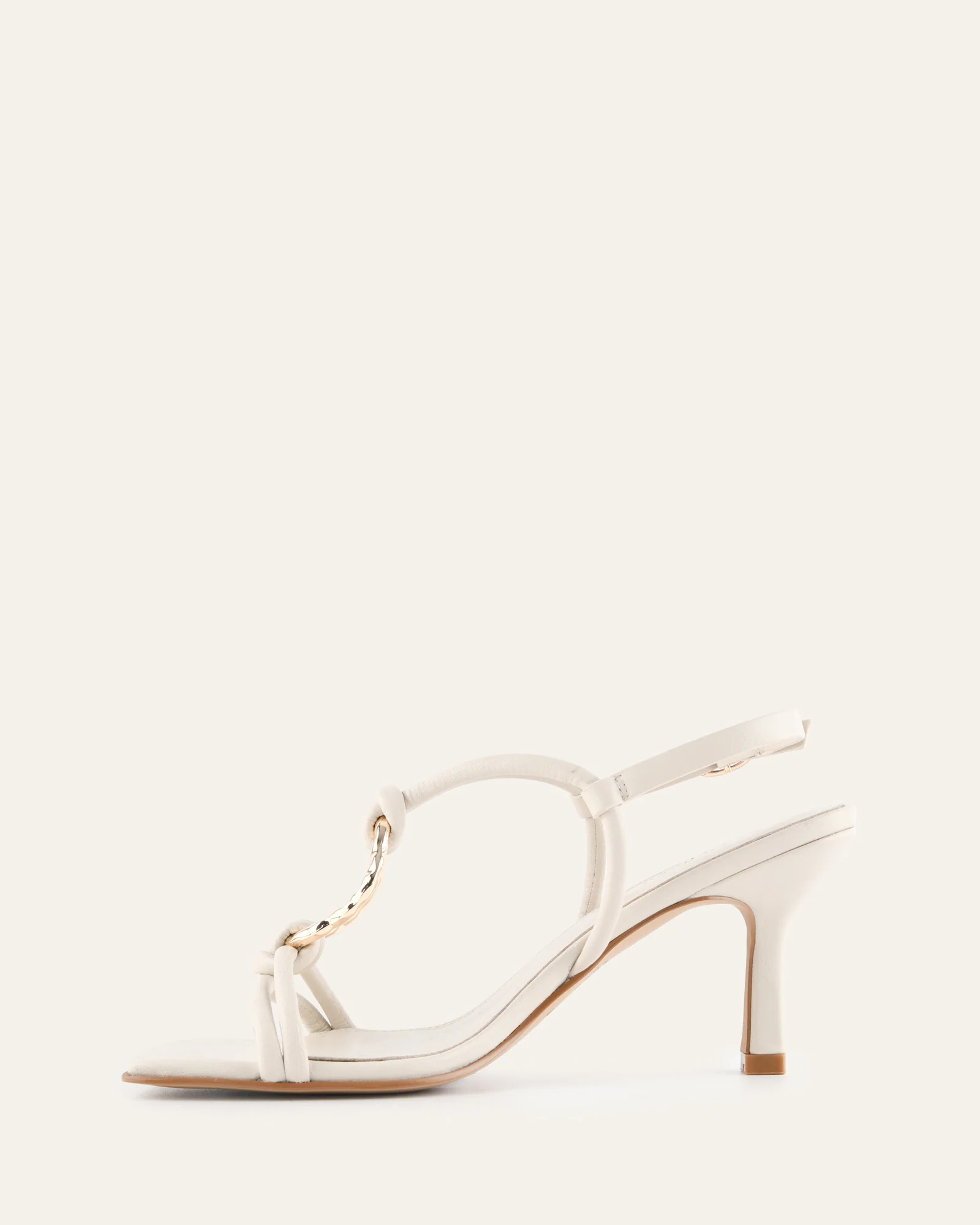 KNIGHT MID HEEL SANDALS OFF WHITE LEATHER - Image 5
