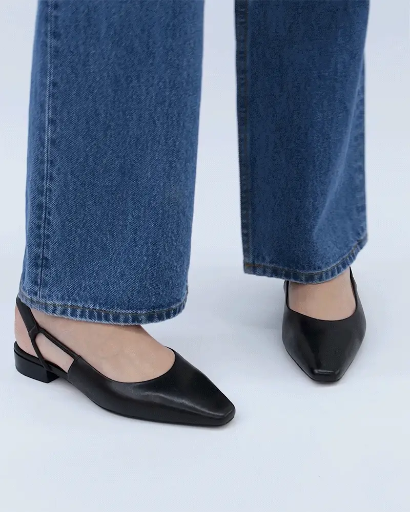LARISSA DRESS FLATS BLACK LEATHER - Image 9