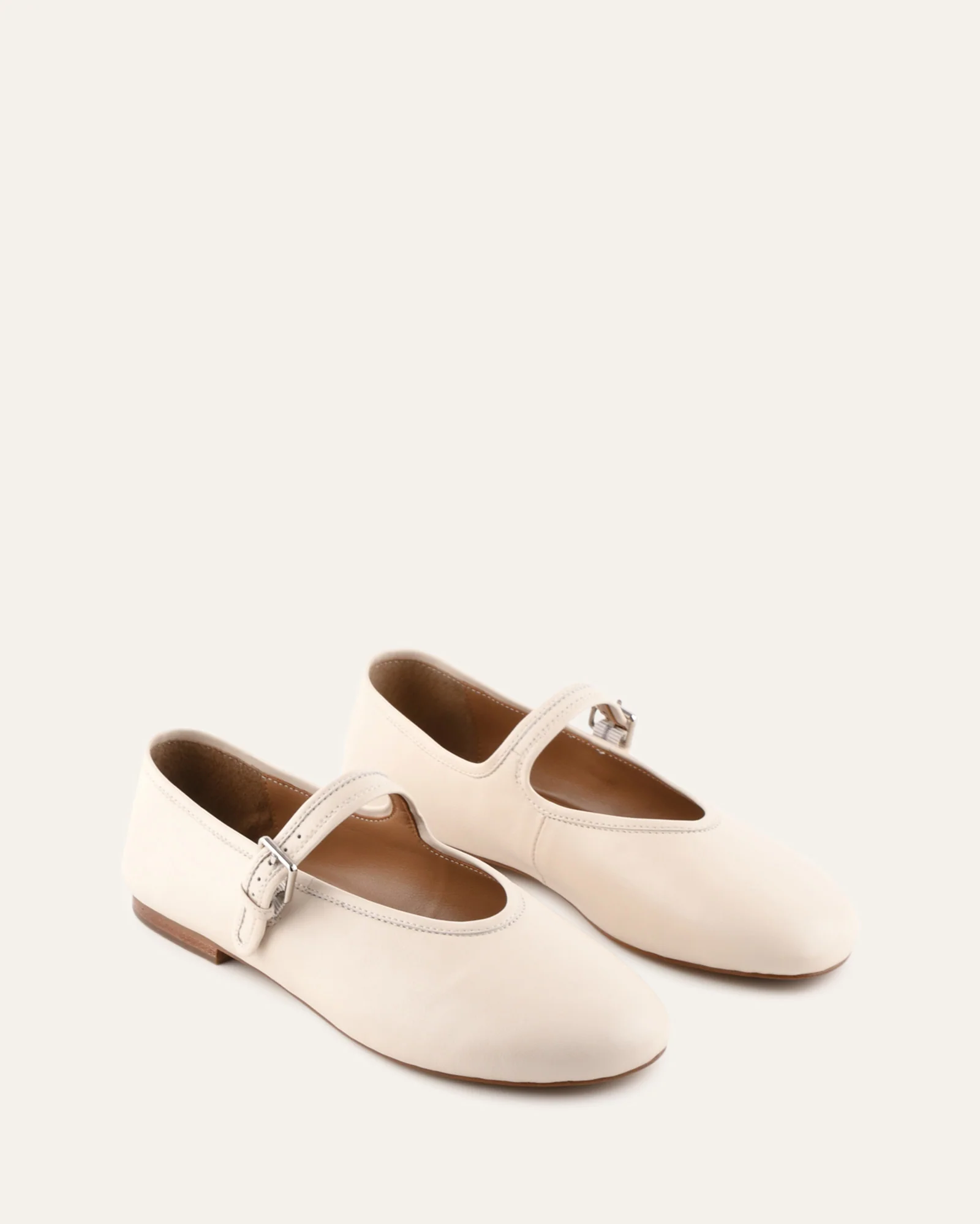 LENNY CASUAL FLATS OFF WHITE LEATHER - Image 3