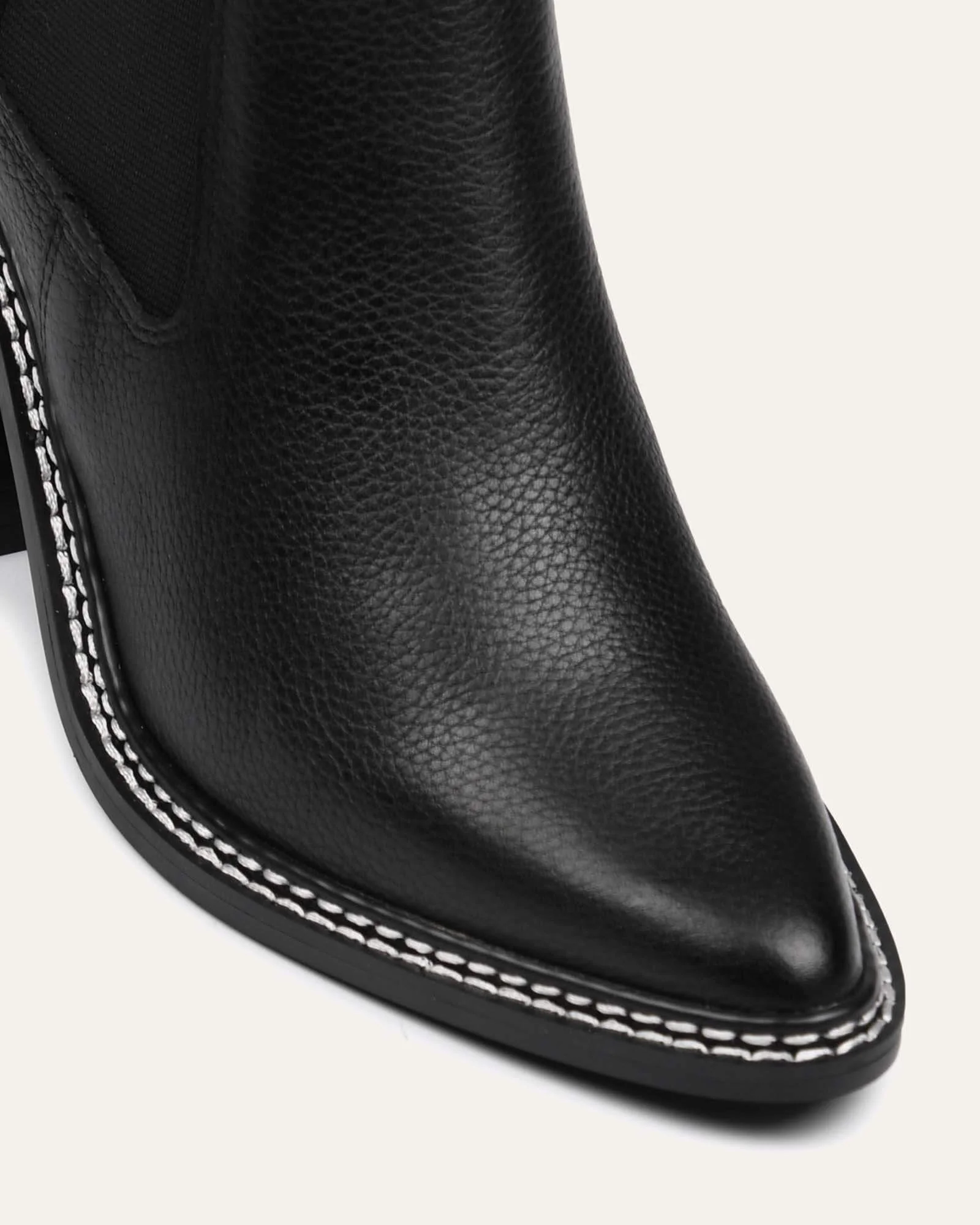 LUXE HIGH ANKLE BOOTS BLACK LEATHER - Image 4