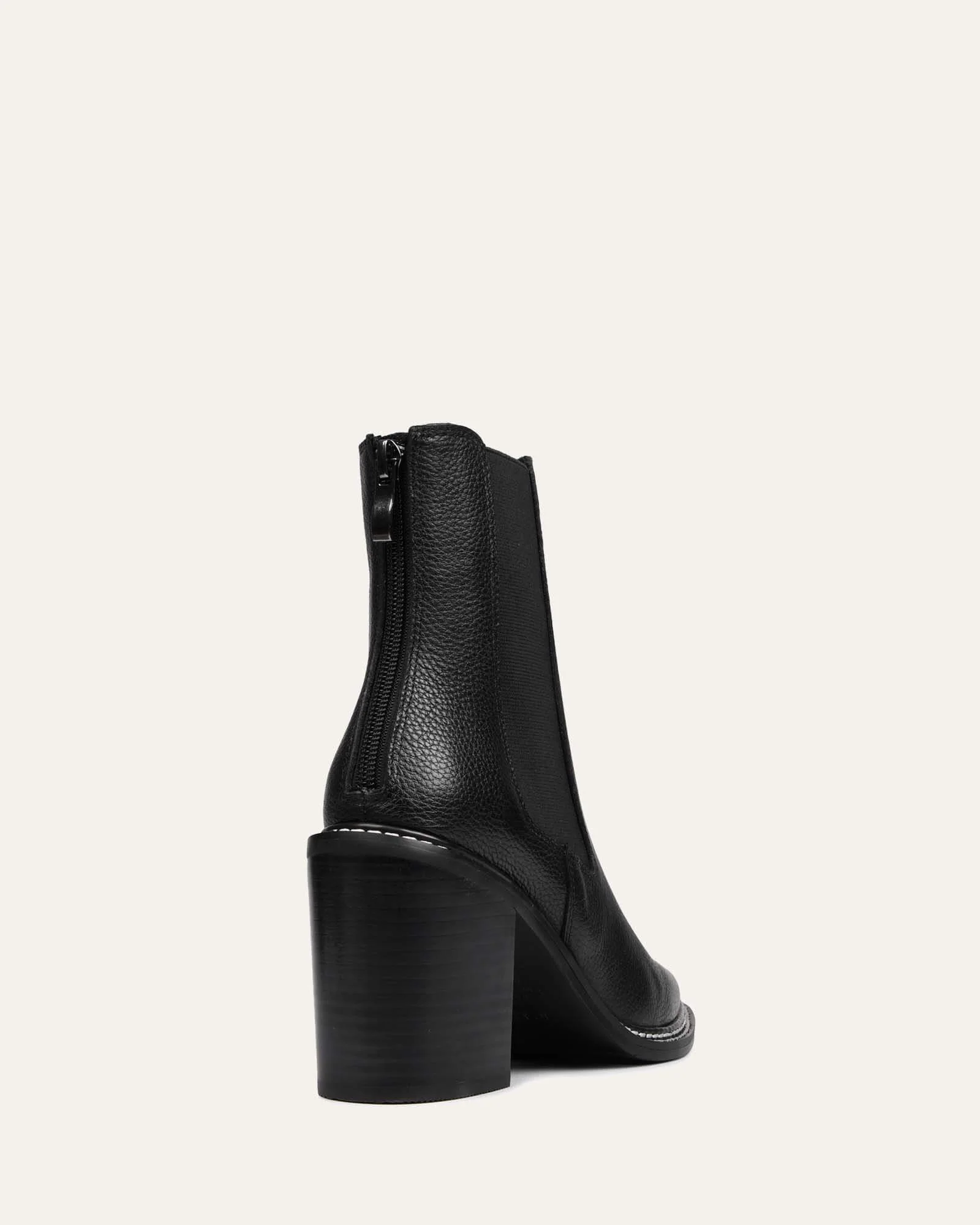 LUXE HIGH ANKLE BOOTS BLACK LEATHER - Image 5