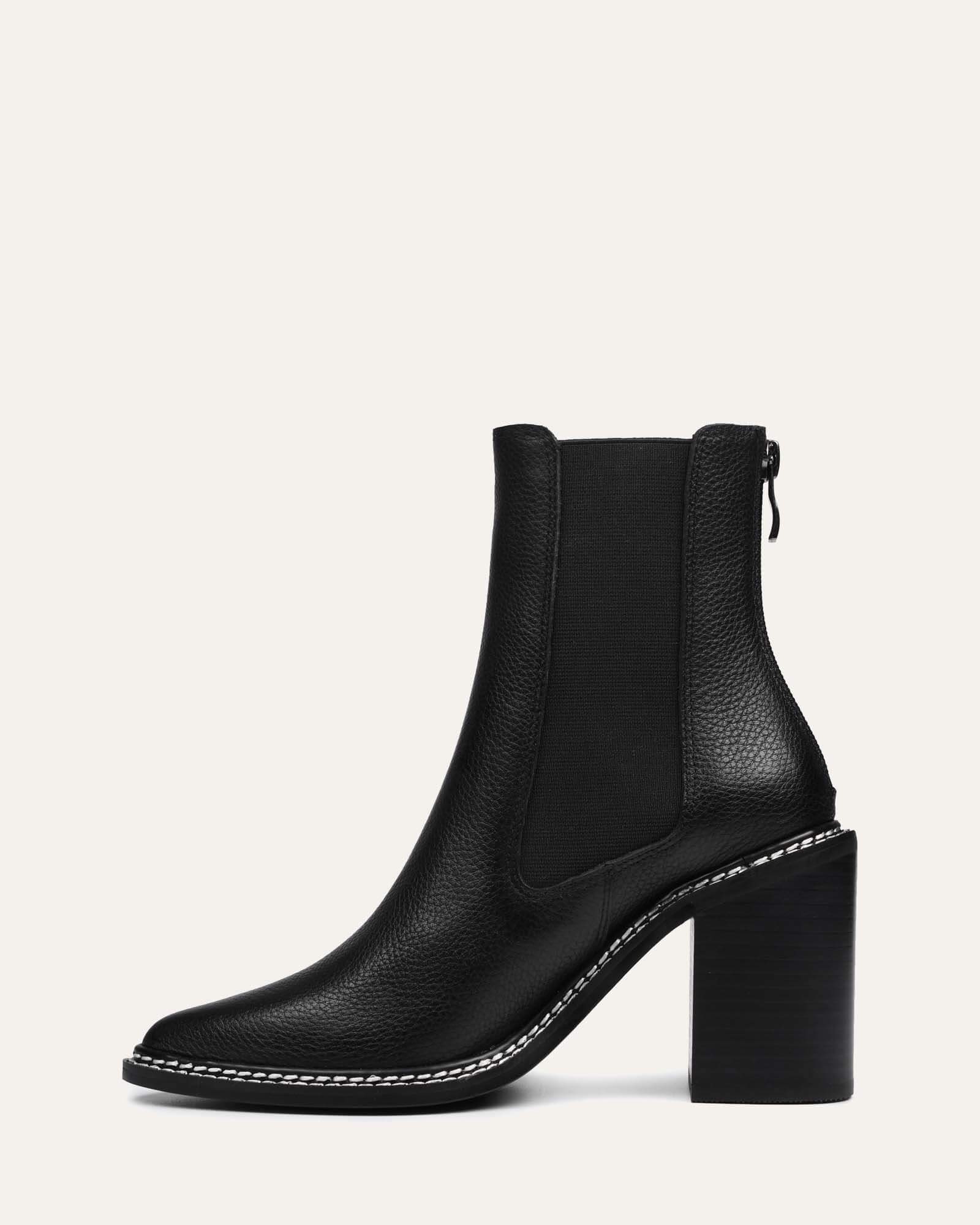 LUXE HIGH ANKLE BOOTS BLACK LEATHER - Image 6
