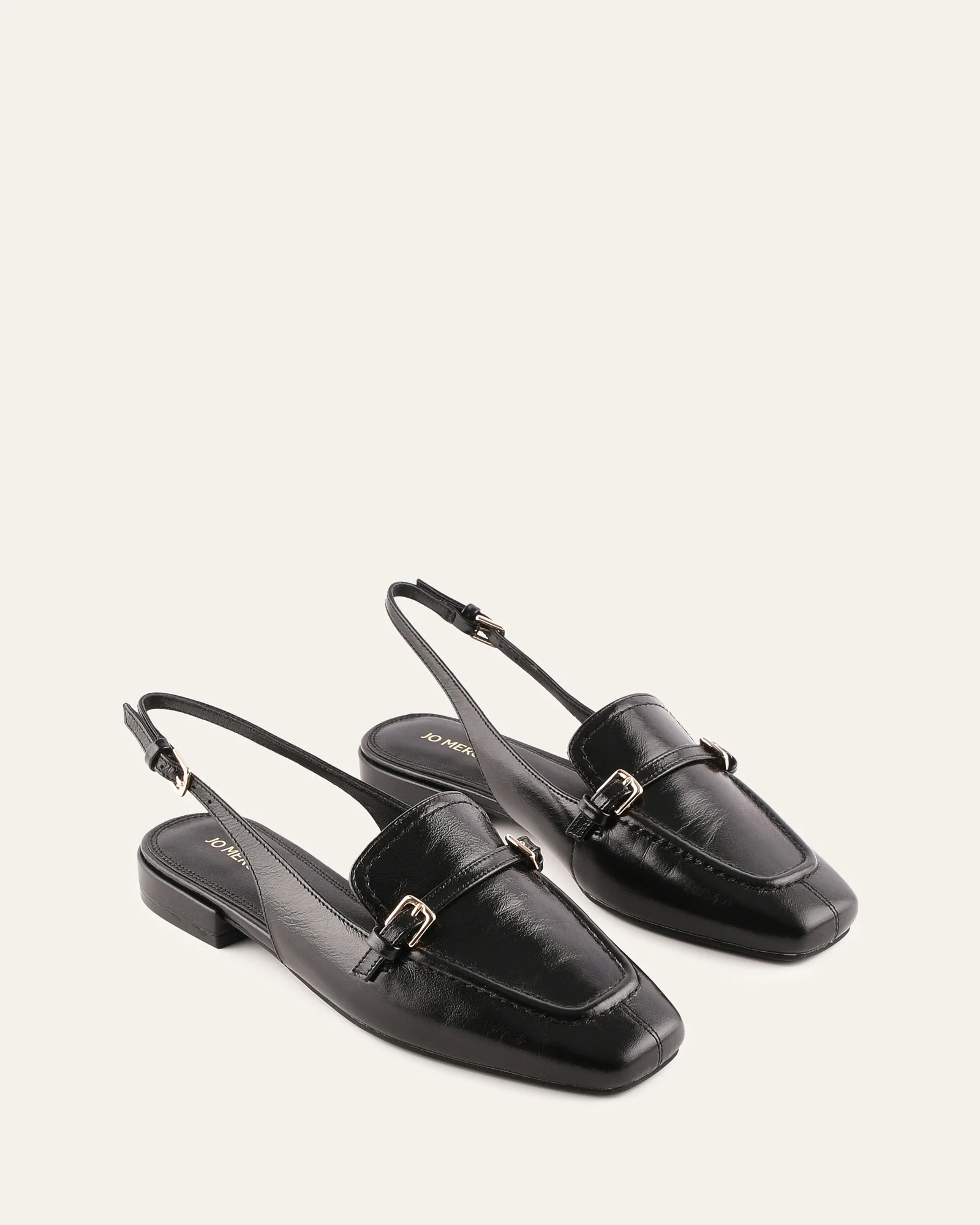 LYON DRESS FLATS BLACK LEATHER - Image 2