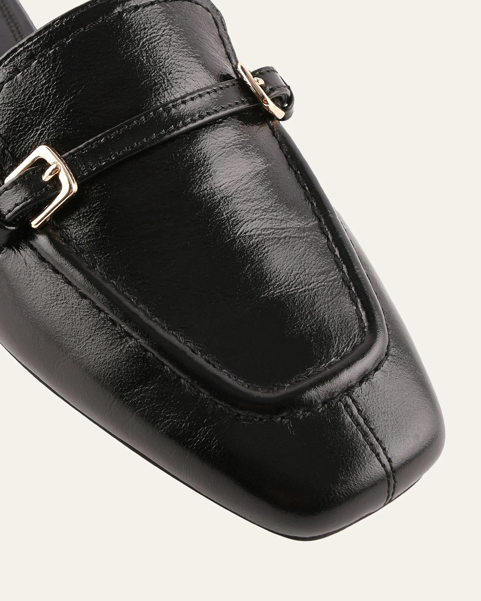 LYON DRESS FLATS BLACK LEATHER - Image 3