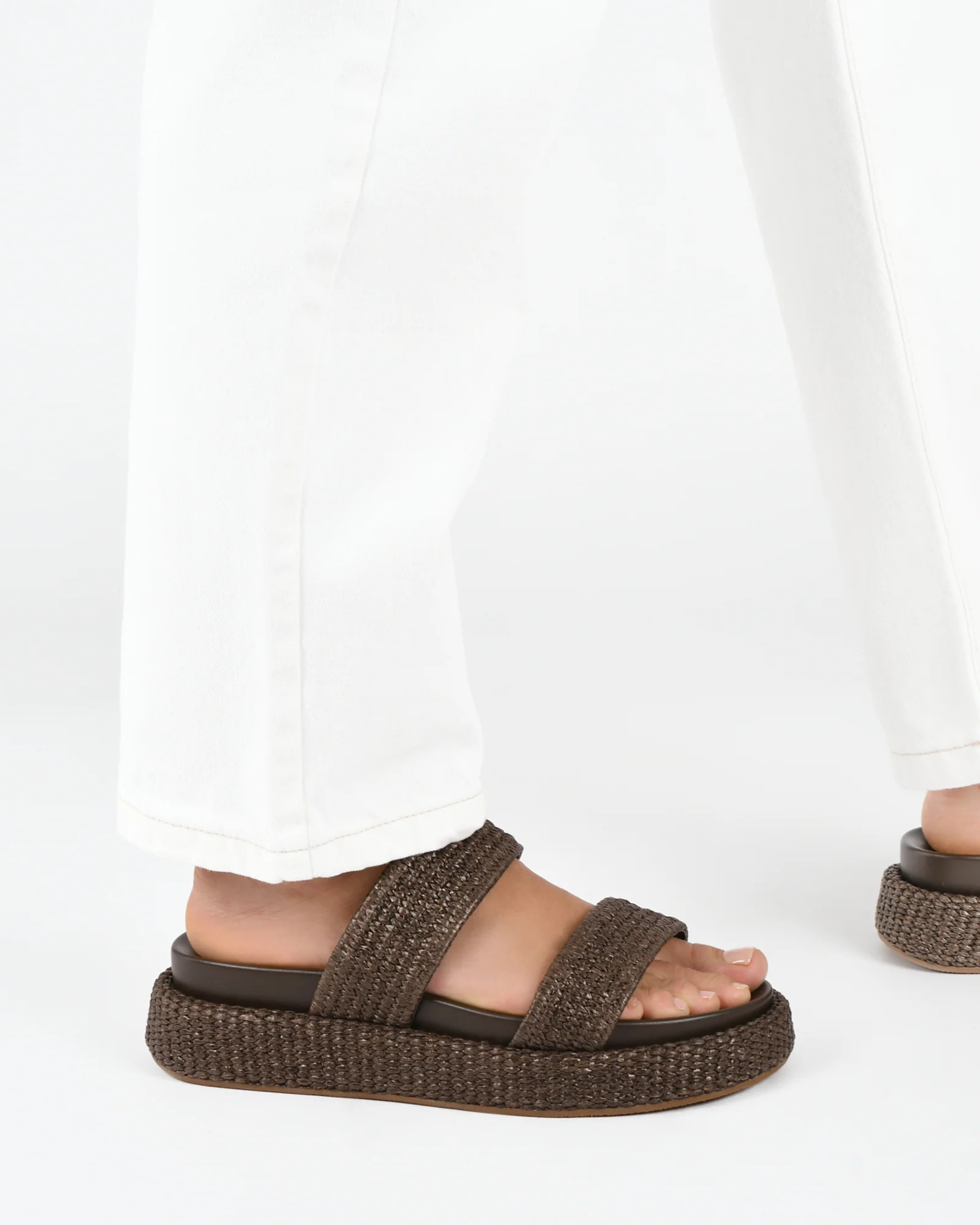 MARCO FLAT SANDALS BITTER CHOC RAFFIA - Image 10