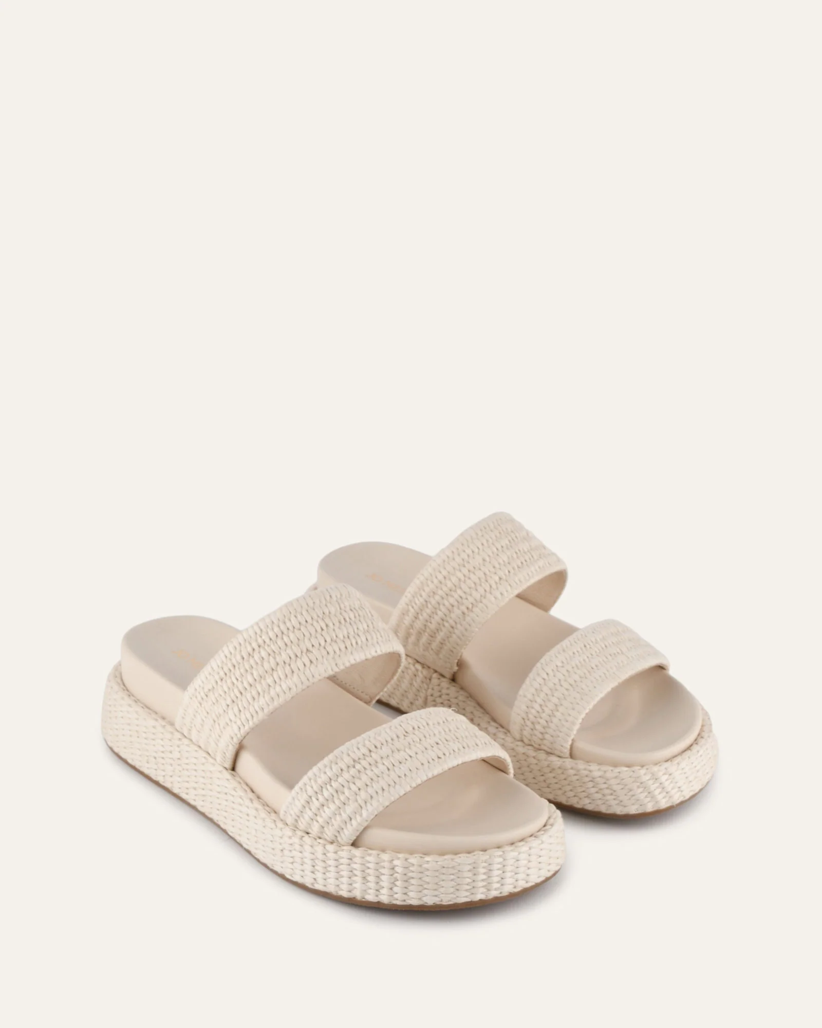 MARCO FLAT SANDALS OFF WHITE RAFFIA - Image 3