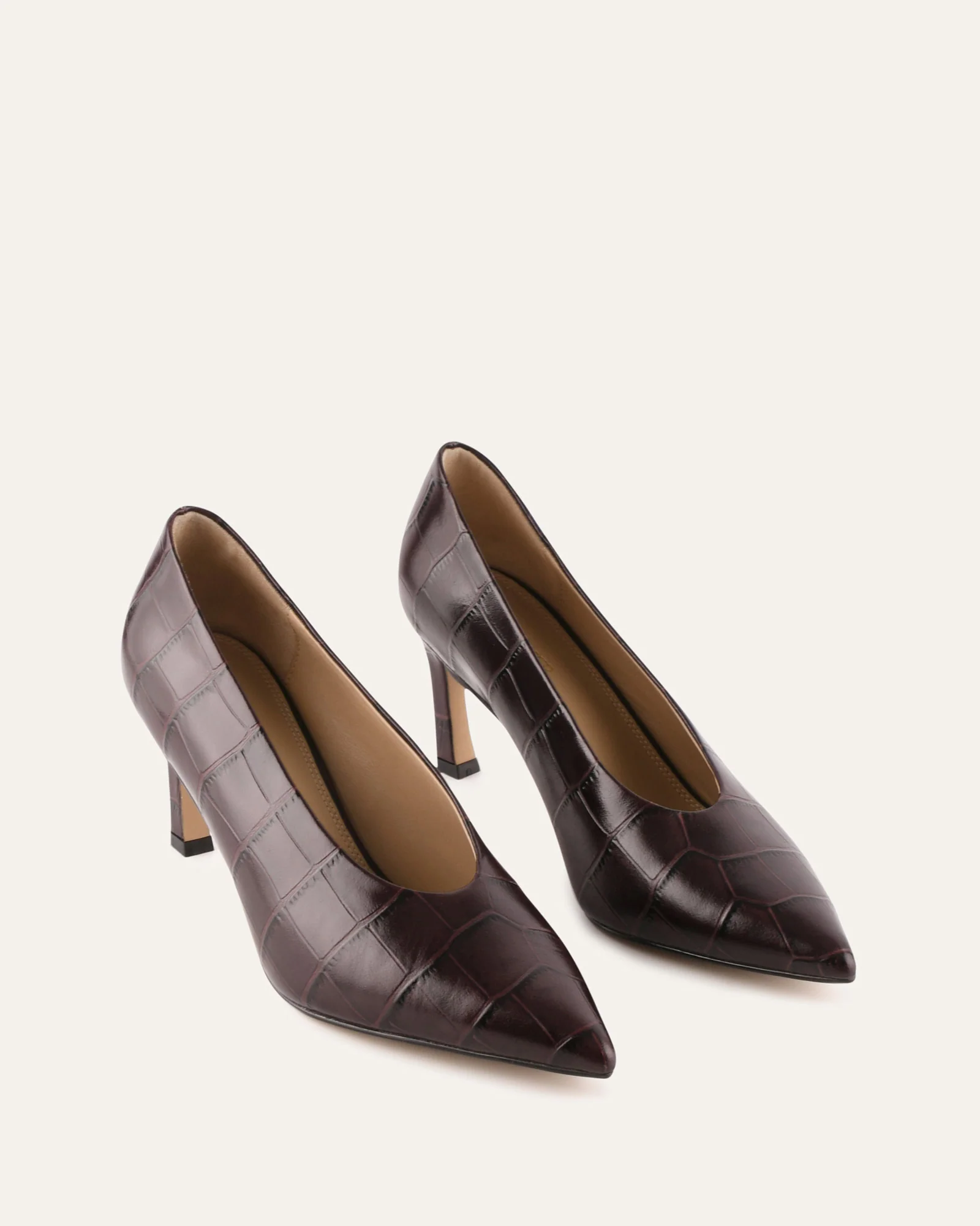 MARILYN MID HEELS MAHOGANY CROC - Image 2