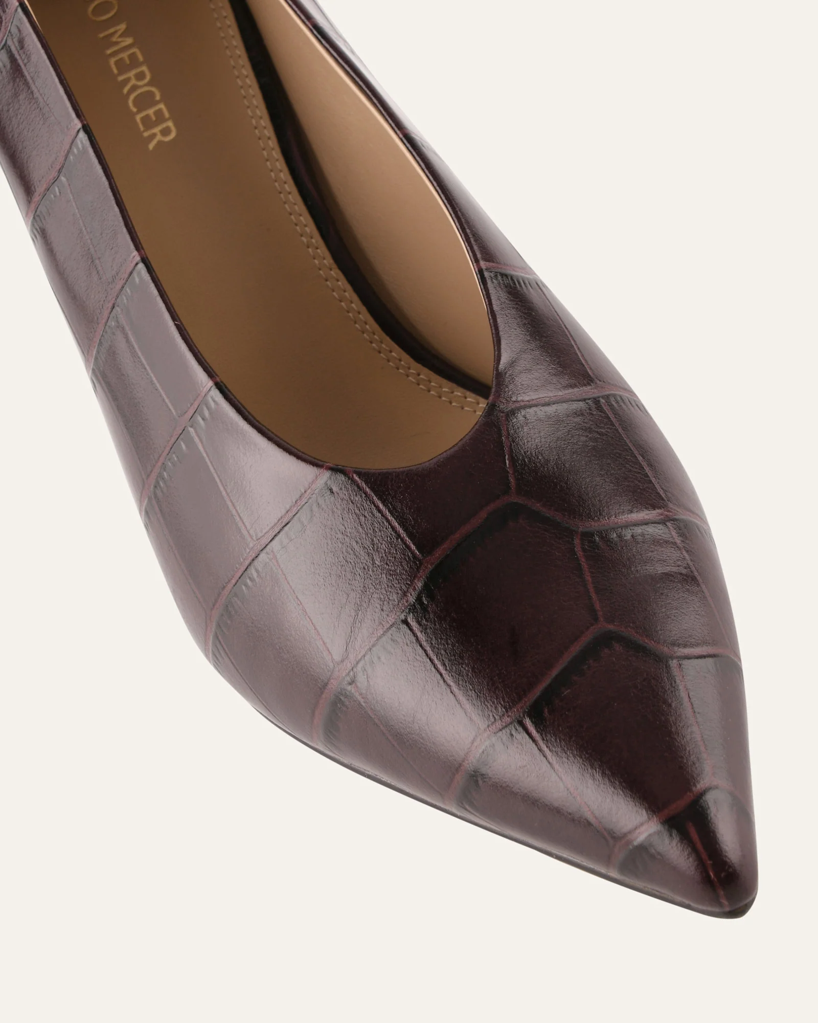 MARILYN MID HEELS MAHOGANY CROC - Image 3