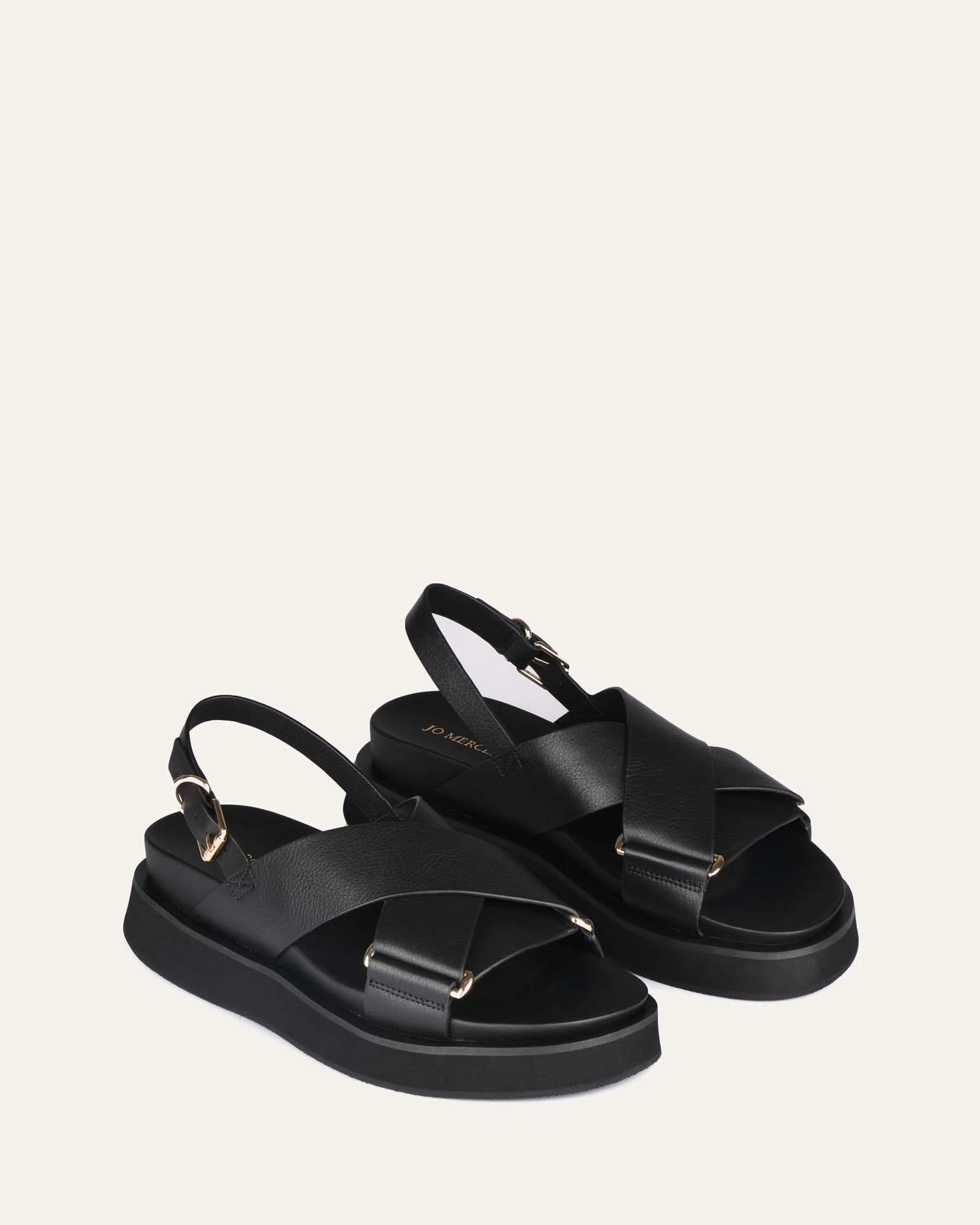 MARLEY FLAT SANDALS BLACK LEATHER - Image 3
