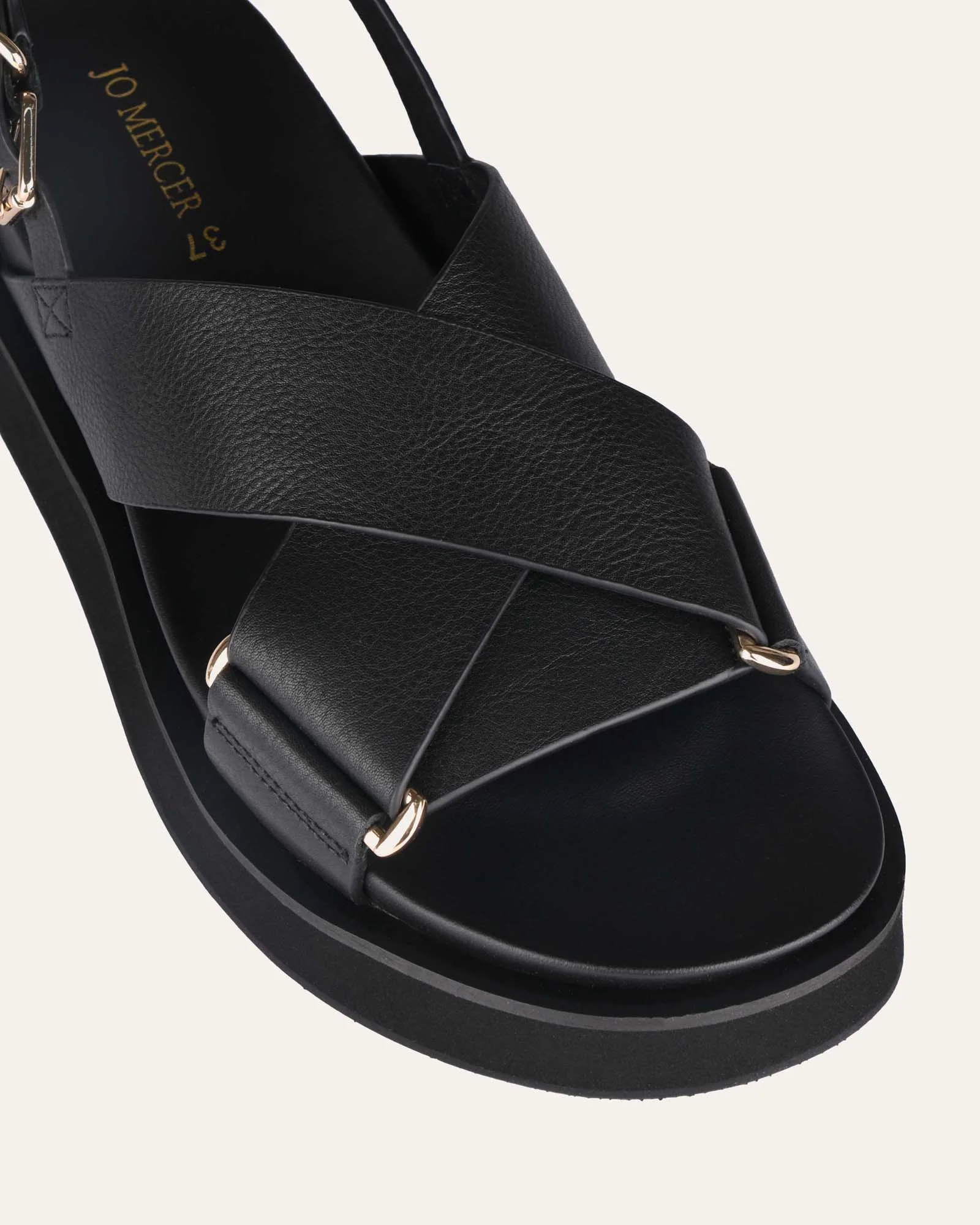 MARLEY FLAT SANDALS BLACK LEATHER - Image 4