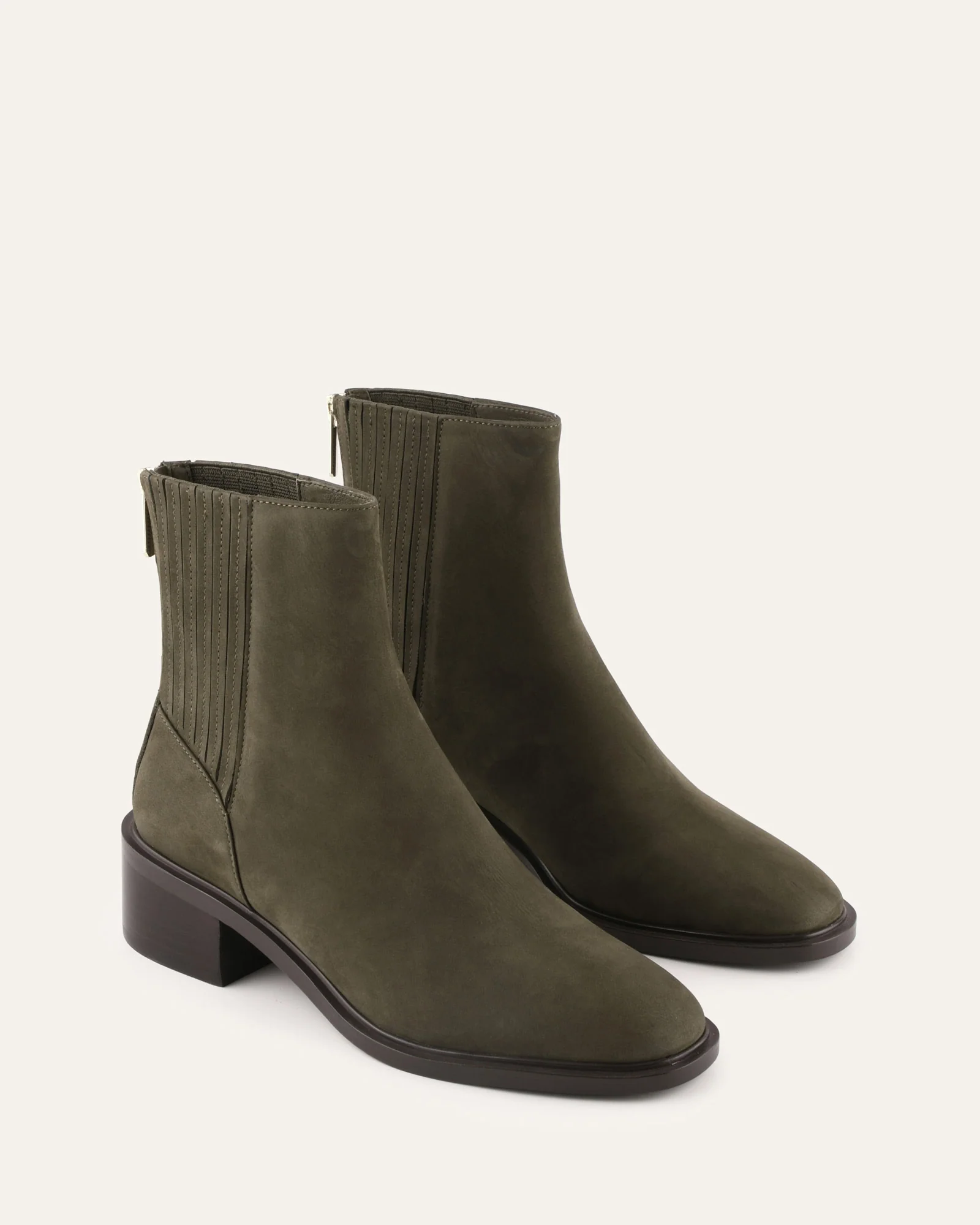 MASON FLAT ANKLE BOOTS OLIVE NUBUCK SUEDE - Image 3