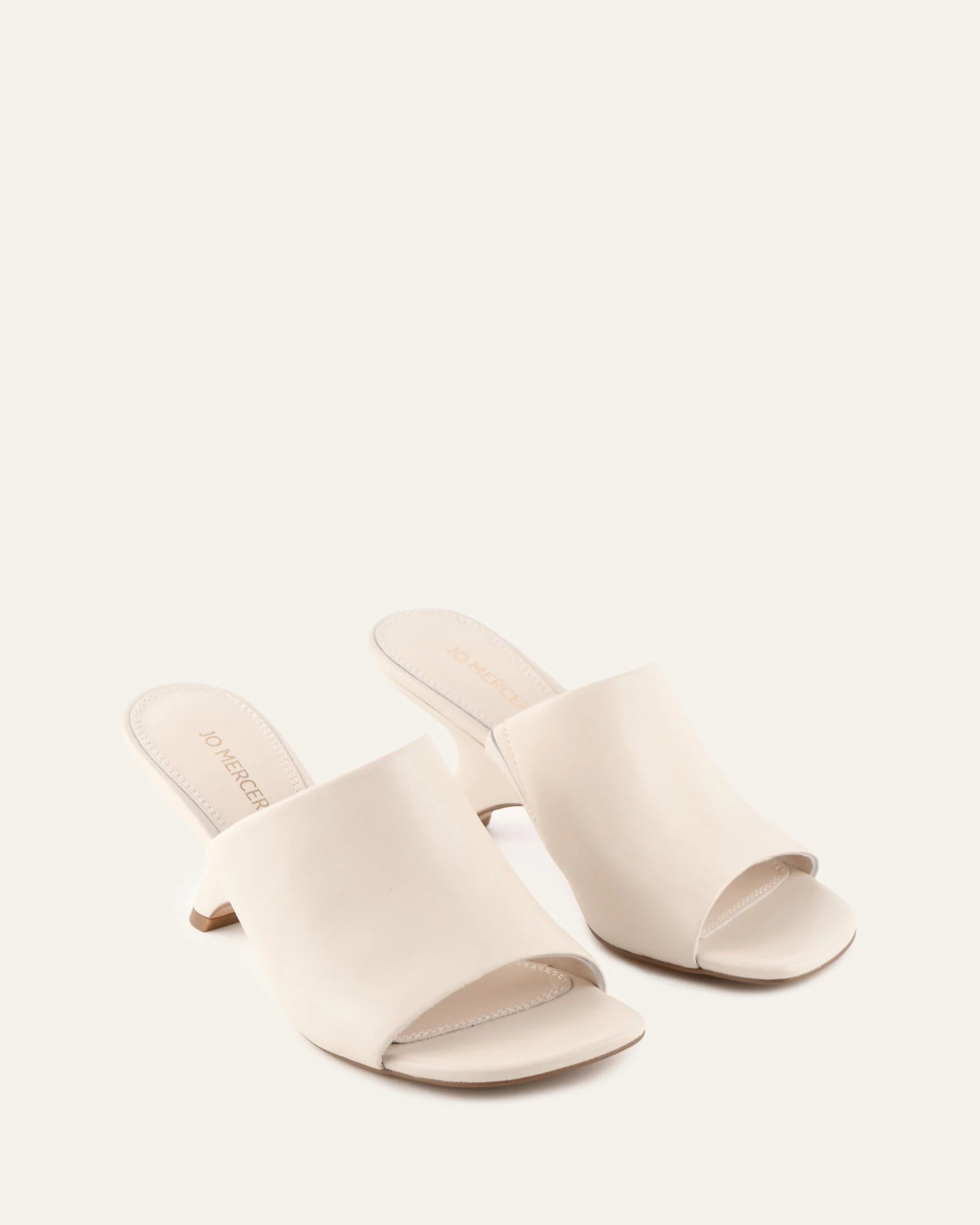MENA MID HEEL SANDALS OFF WHITE LEATHER - Image 3