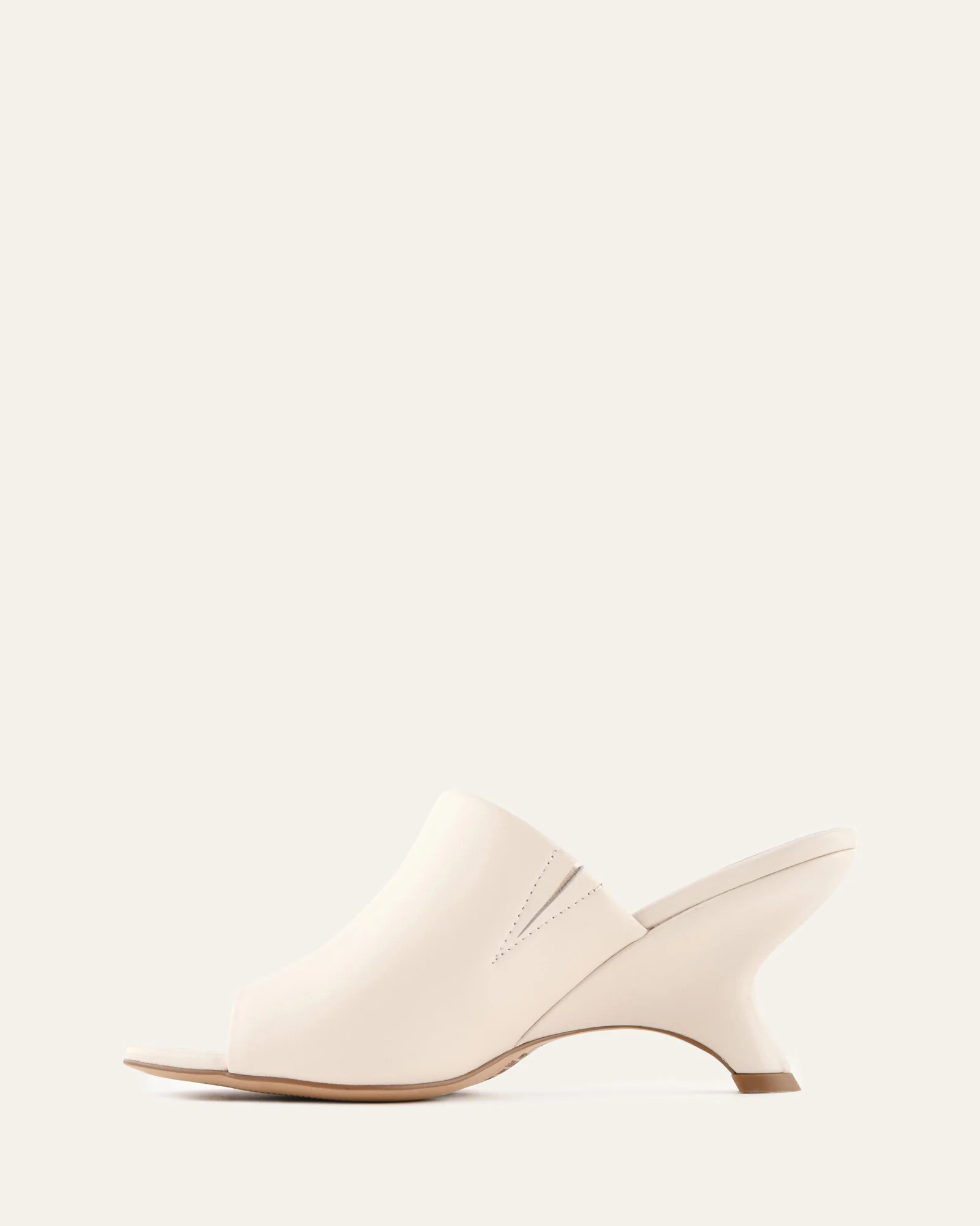 MENA MID HEEL SANDALS OFF WHITE LEATHER - Image 6