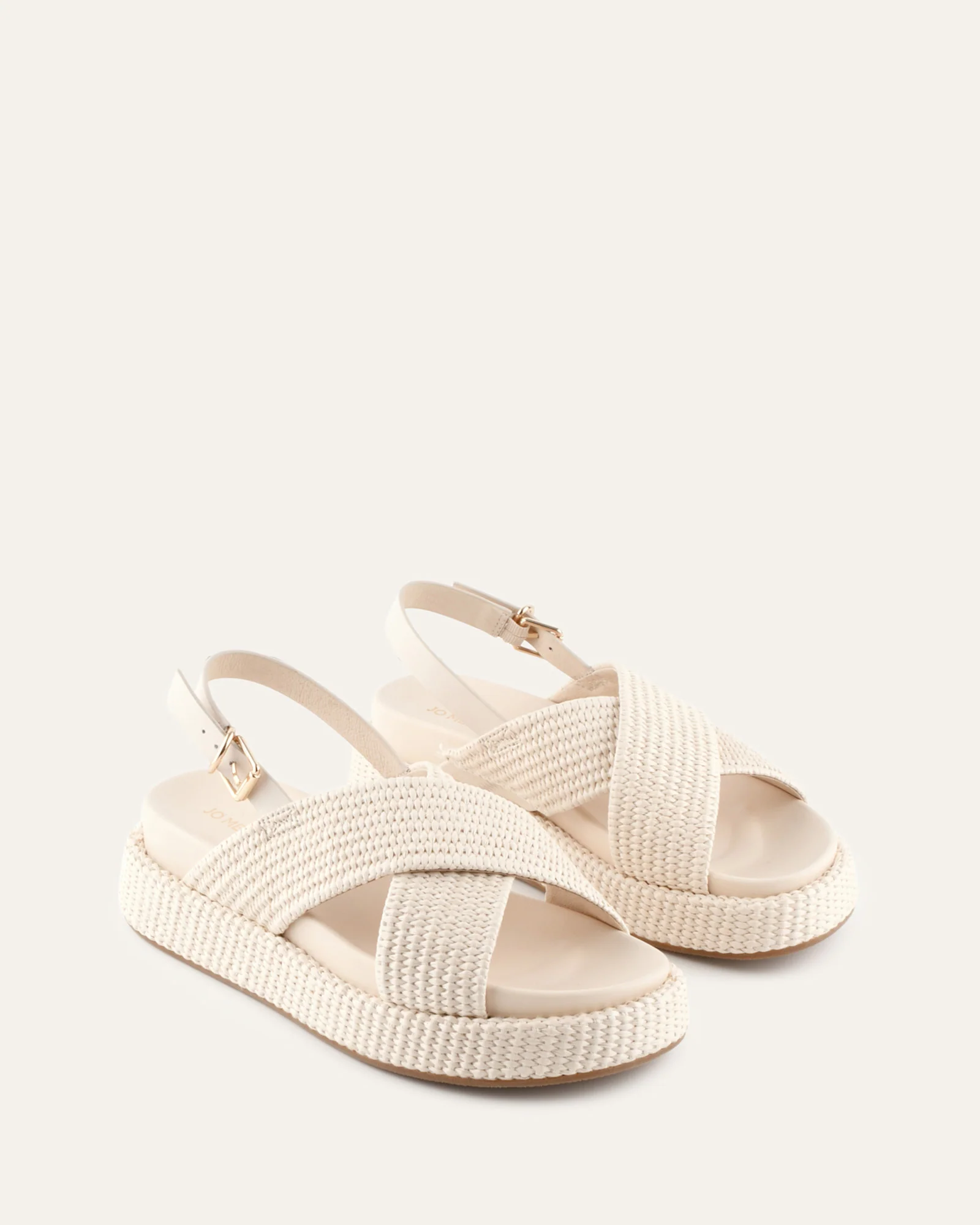 MIKEY FLAT SANDALS OFF WHITE RAFFIA - Image 3