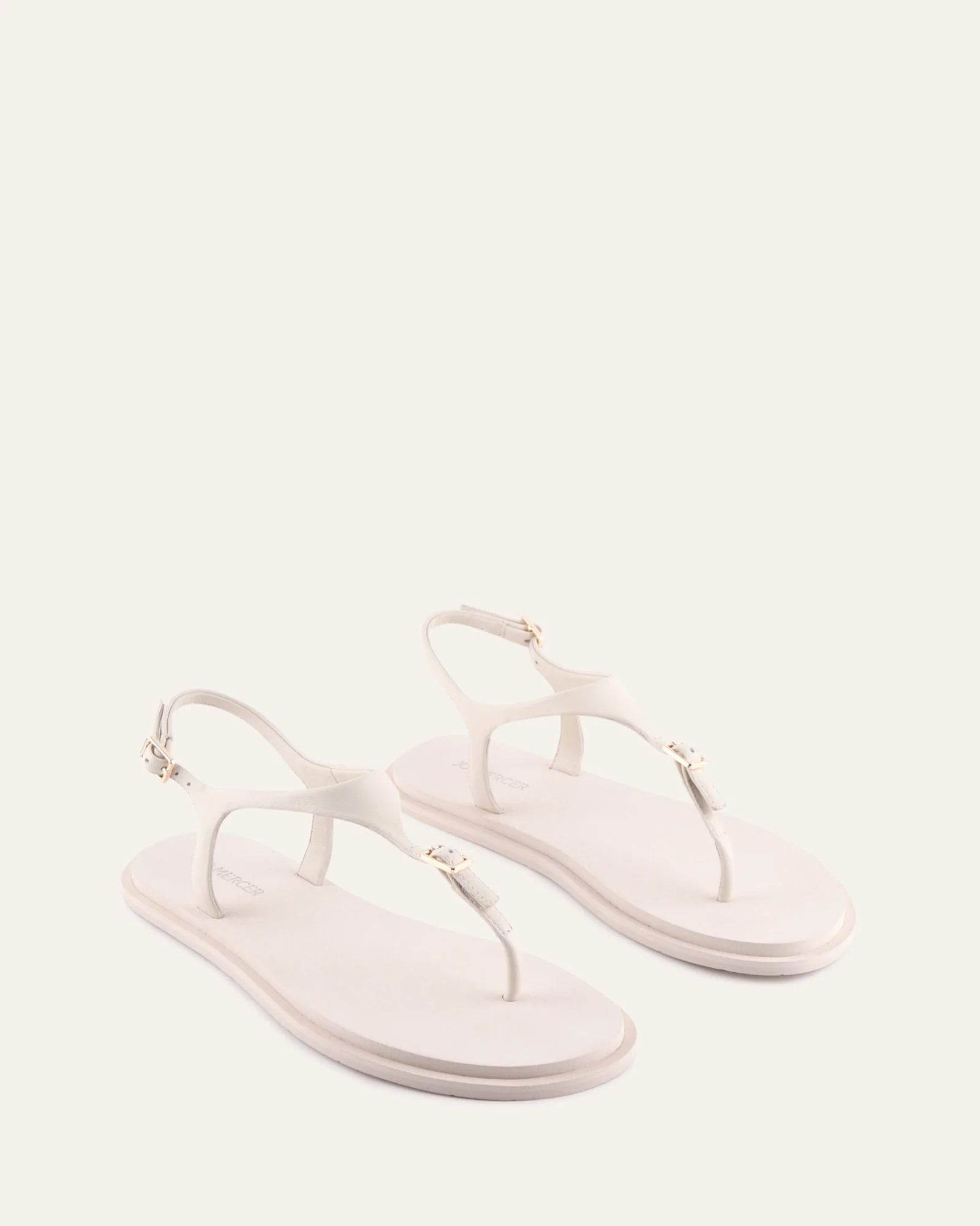 MIRO FLAT SANDALS OFF WHITE LEATHER - Image 3